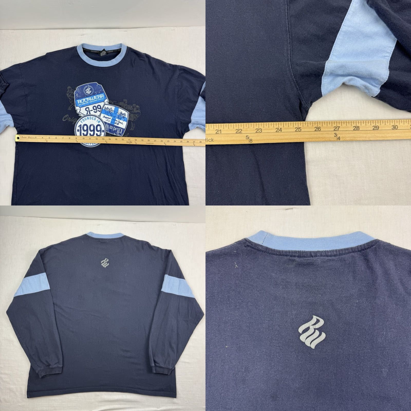 Rocawear VINTAGE Rocawear Long Sleeve Shirt Adult XL Blue Hip Hop 90s Classic Y2K Hipster Mens Size US XL / EU 56 / 4 - 8 Thumbnail