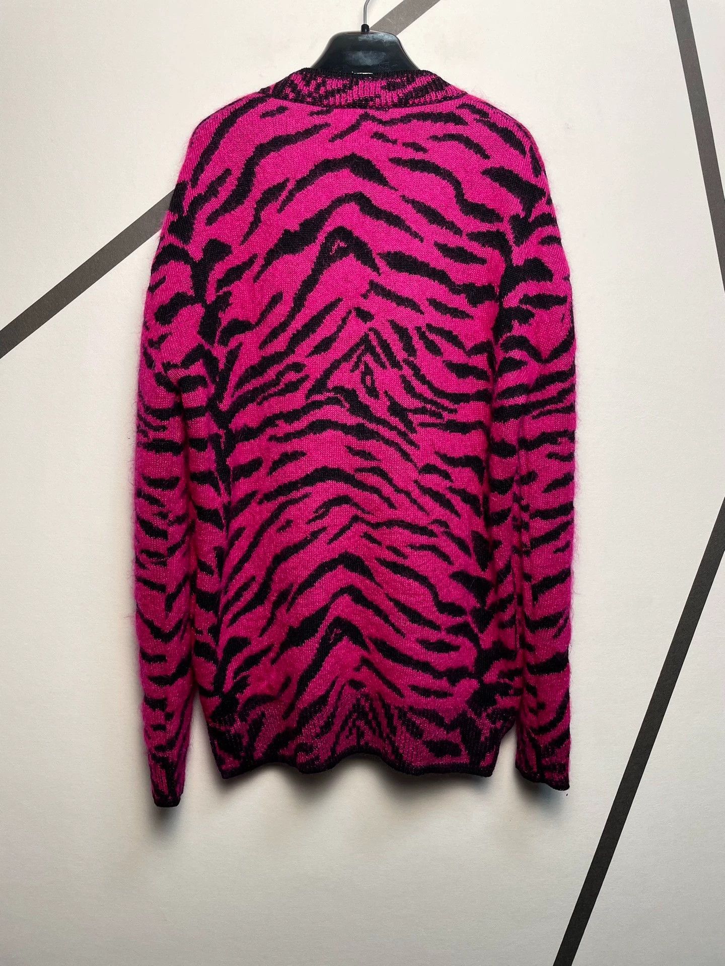 Saint Laurent Paris Saint Laurent SLP Rose Red Zebra Print Wool Mohair Cardigan Size US XS / EU 42 / 0 - 2 Thumbnail