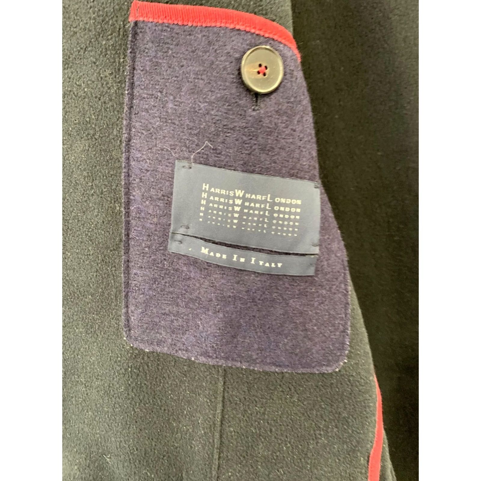 Vintage Harris Wharf London Blazer Men XL IT56 Dark Navy Blue 3-Button Italy Virgin Wool EUC Size 46R - 3 Thumbnail