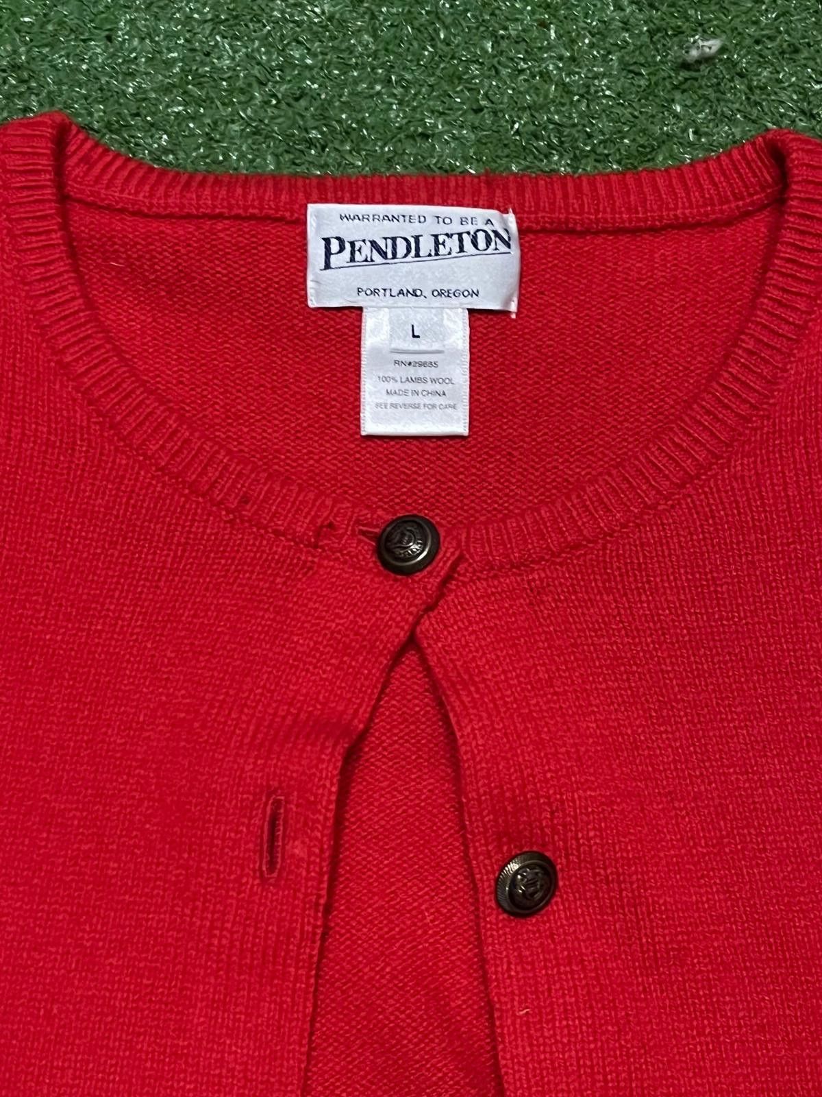 Pendleton Pendleton Red Lambswool Cardigan Sweater, Size Large Size L / US 10 / IT 46 - 3 Thumbnail