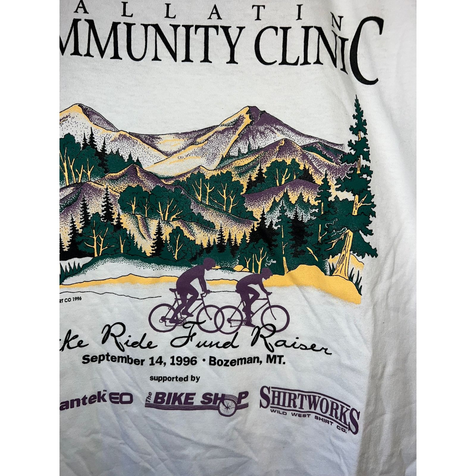 Jerzees 90s Gallatin Clinic Bike Ride Fund Raiser Shirt VTG 1990s M Size US M / EU 48-50 / 2 - 3 Thumbnail