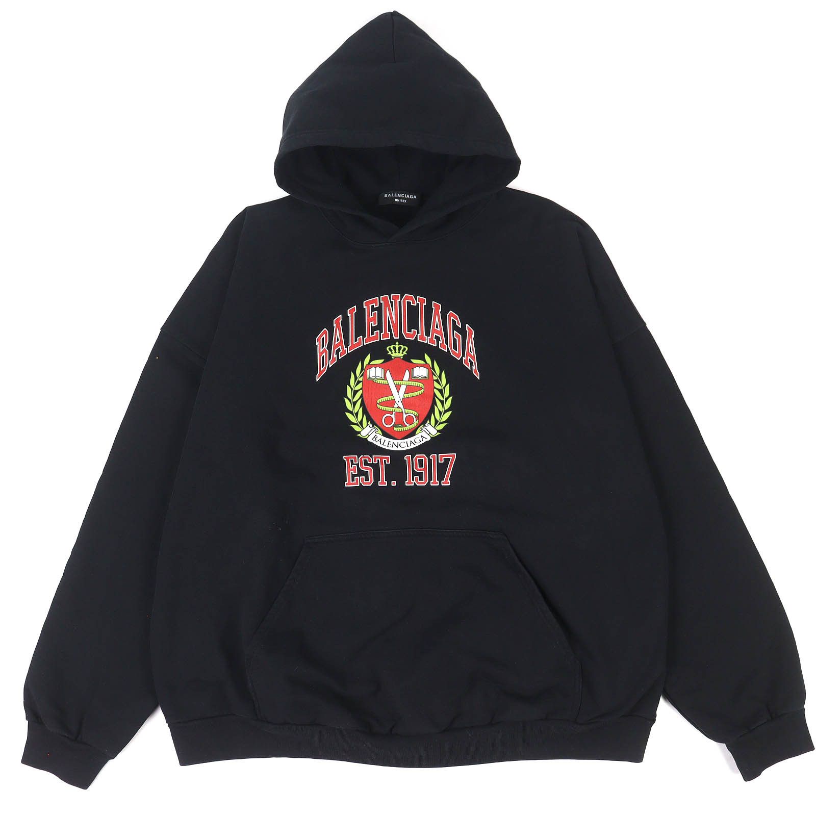 Balenciaga Balenciaga Balenciaga Distressed college logo print Cotton Hoodie Textile Sweatshirts & Hoodies 674986 DUTY FREE for USA Size ONE SIZE - 1 Thumbnail