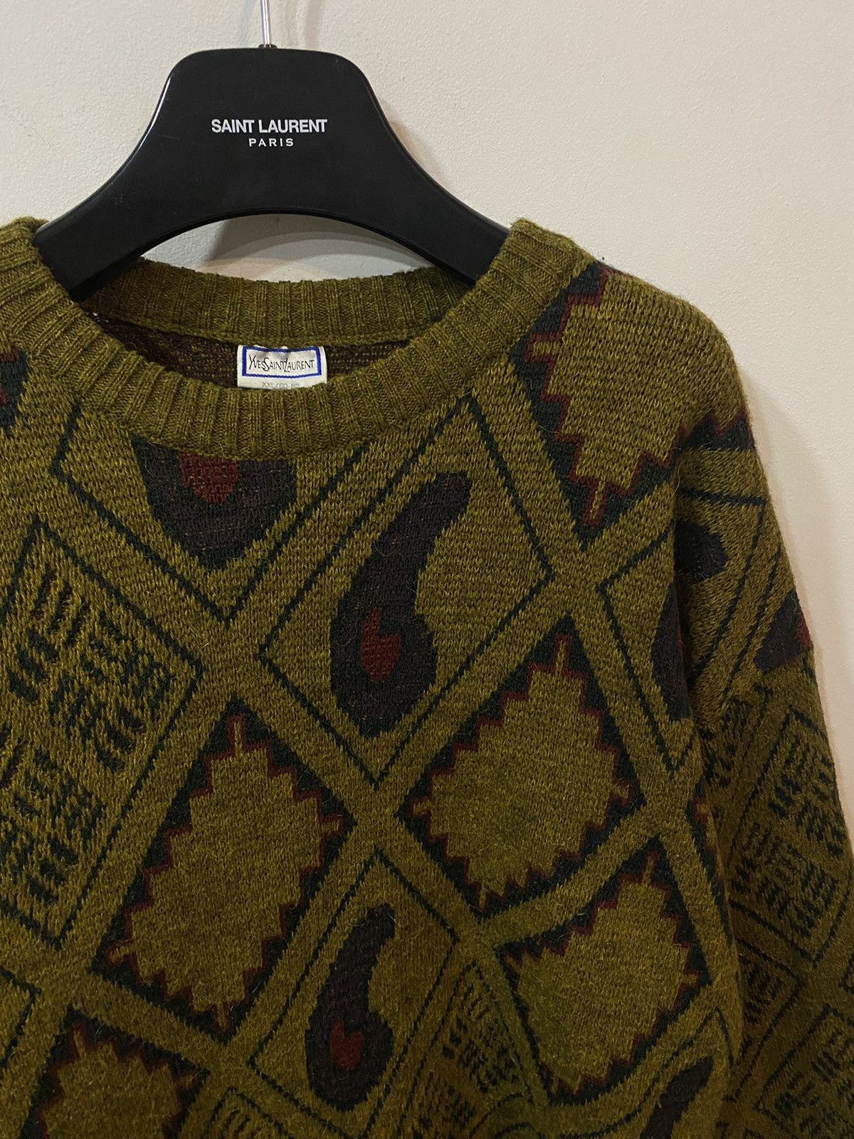 Image of Vintage x YVES Saint Laurent Wool 90’S YSL Sweater Knit in Brown, Men's (Size 2XL)