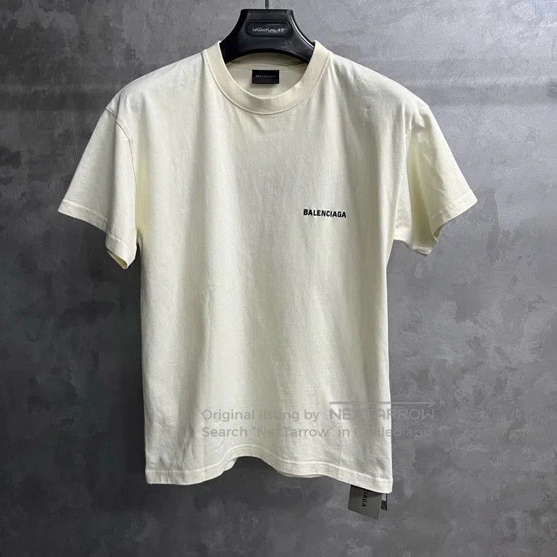 Balenciaga Balenciaga Beige Logo Print Short Sleeve T-shirt. Size US XXS / EU 40 - 1 Thumbnail