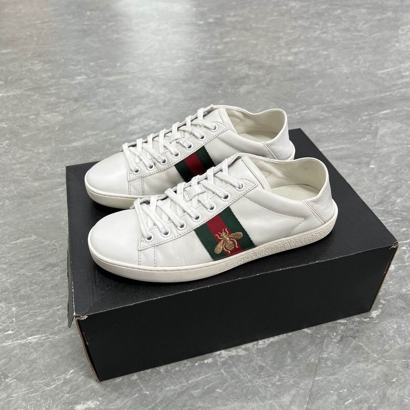 Gucci ACE Leather Bee Low-Top Fashion Sneakers