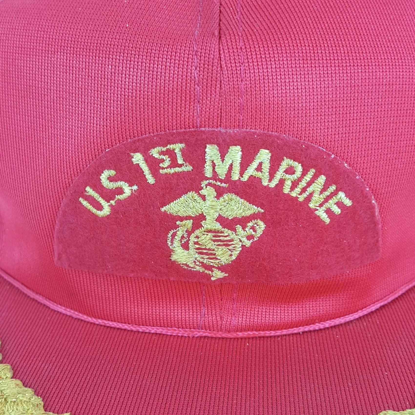 Vintage VINTAGE US 1st Marine Patch Trucker Hat Red Embroidered Snapback Military Cap Men Adjustable Size Size ONE SIZE - 4 Thumbnail