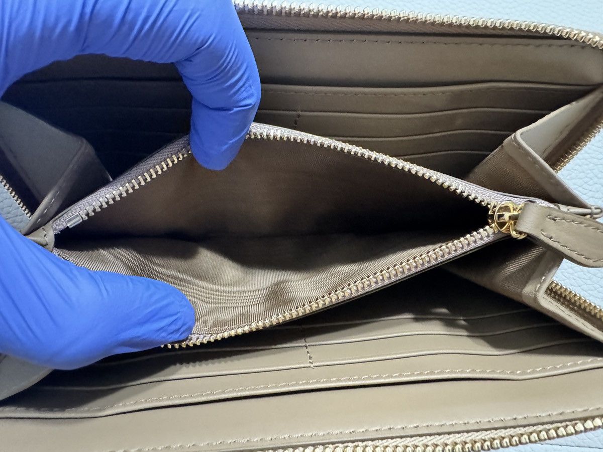 Burberry Burberry Large Check Zip Around Leather Wallet Grey Mink Size ONE SIZE - 8 Thumbnail