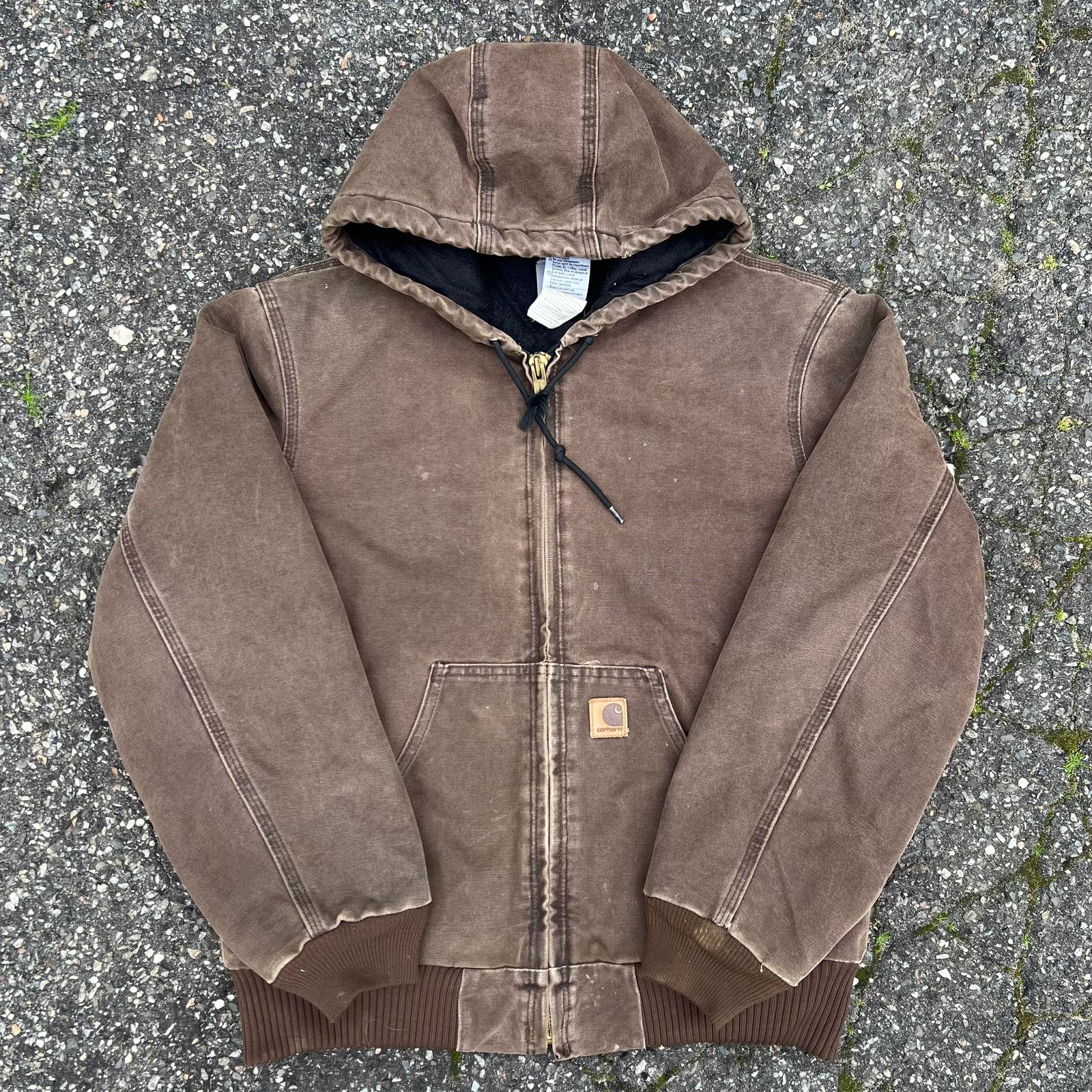 image of Brown Carhartt Work Wear Hooded Jacket, Men's (Size Small)