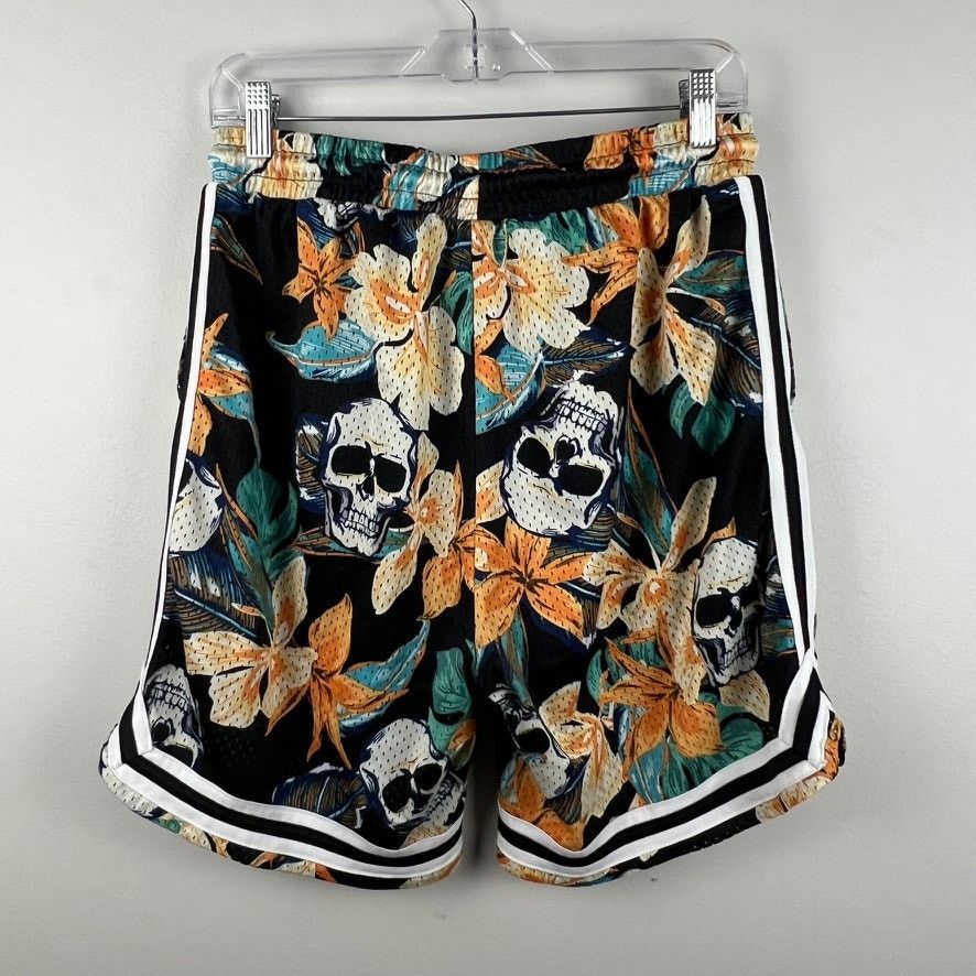 Other No Boundaries Skulls & Flowers Mesh Printed Jersey Shorts Size US 34 / EU 50 - 4 Thumbnail