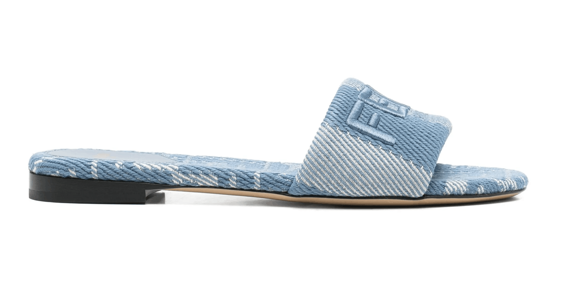 Fendi Fendi Sunshine Denim FF Logo Mule Slide Flat Sandal 37 Size US 7 / IT 37 - 1 Thumbnail
