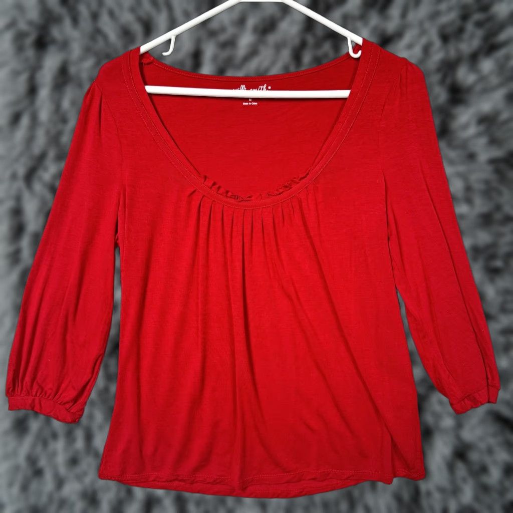 Willi Smith Willi Smith Blouse Women M Red Office Siren Y2K Romantic Feminine Indie Valentines Day Womens Size M / US 6-8 / IT 42-44 - 1 Thumbnail