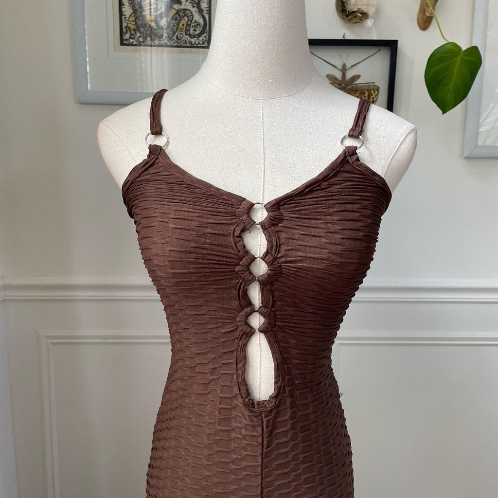 Other NWT PrettyLittleThing Chocolate Brown Textured Ring Detail B Size S / US 4 / IT 40 - 3 Thumbnail
