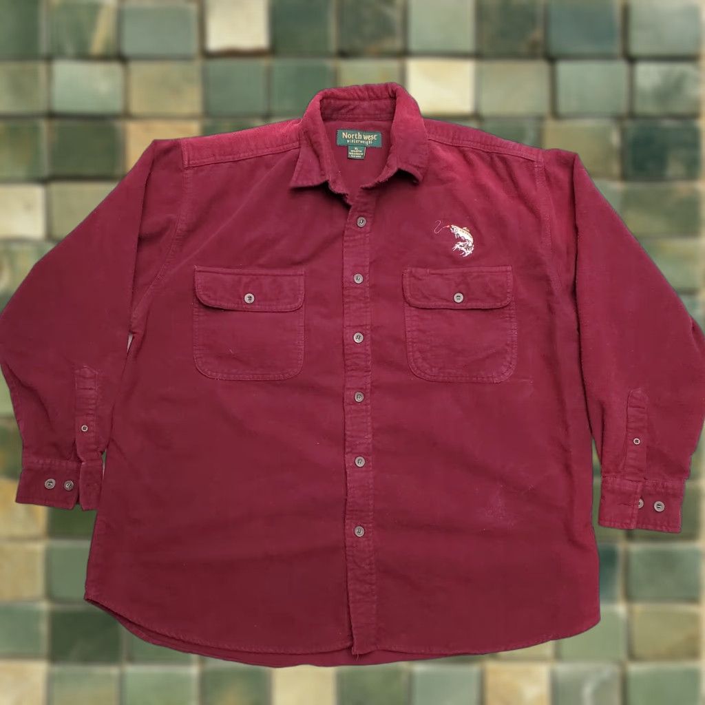 Vintage VINTAGE Northwest Shirt Mens XL Maroon Chamois Winterweight Long Sleeve Flannel Size US XL / EU 56 / 4 - 1 Thumbnail