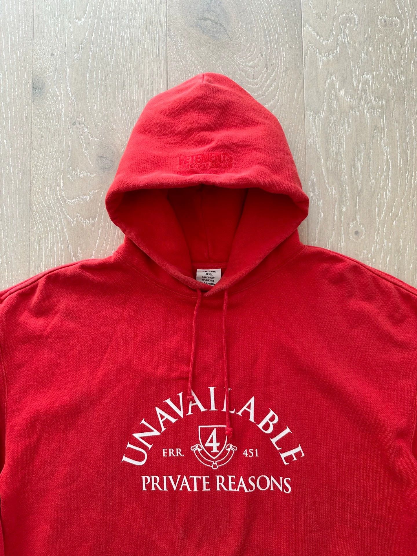 Vetements Vetements 19AW Oversize Red College Print Hoodie S Size S / US 4 / IT 40 - 2 Thumbnail