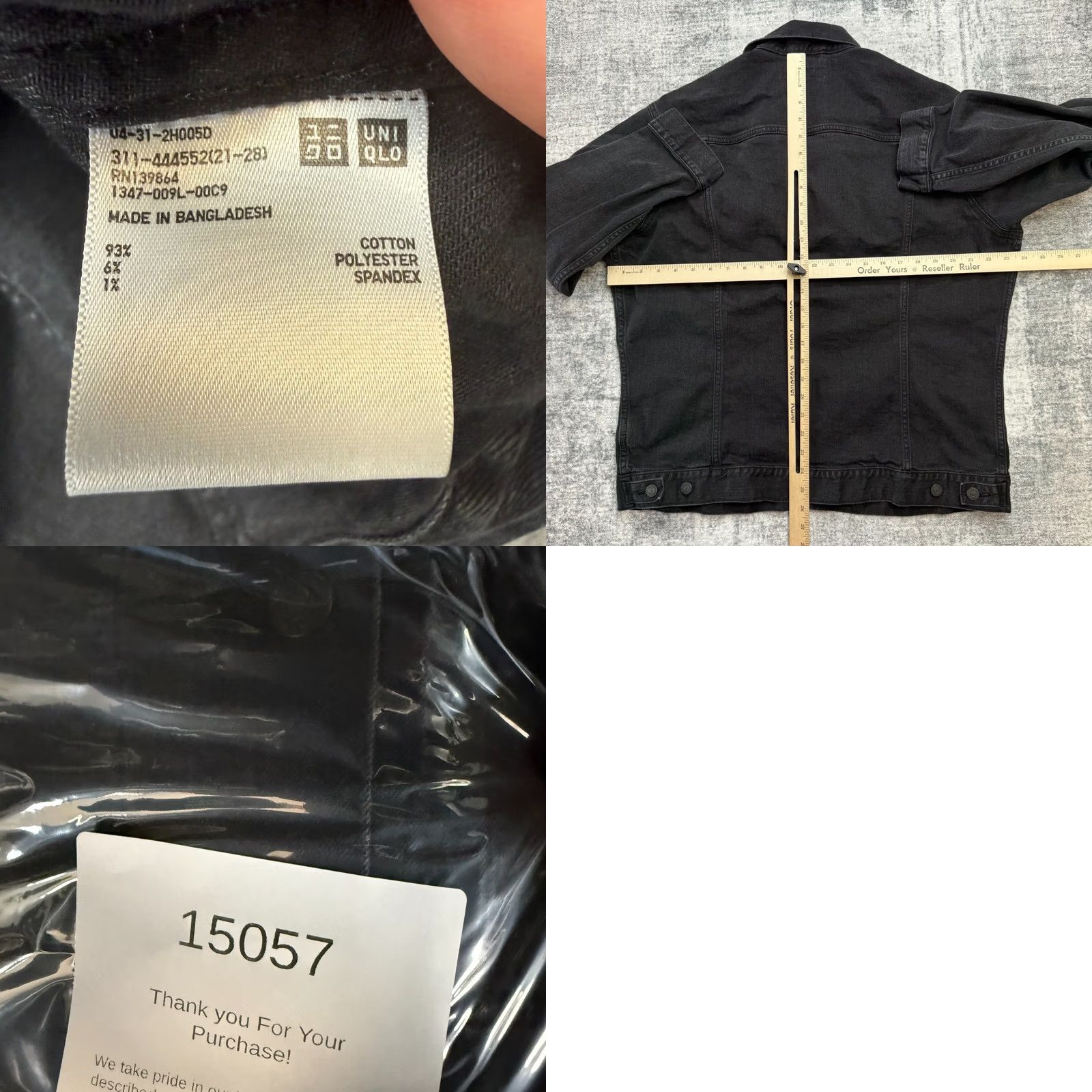Uniqlo Uniqlo Jacket Mens L Black Denim Trucker Button Front Stretch Pockets Bomber Jacket Casual Regular Fit Cotton Denim Short Sleeve? Size US 33 - 8 Thumbnail