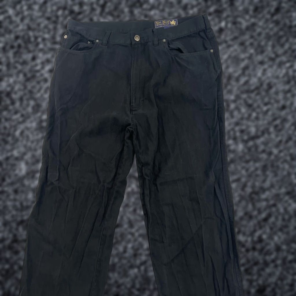 Nat Nast Nat Nast Pants Mens 36 Black Straight Leg 70% Silk Cotton Blend Classic Casual Chino Regular Front Flat Front Zip Pockets Mens Size US 36 / EU 52 - 1 Thumbnail