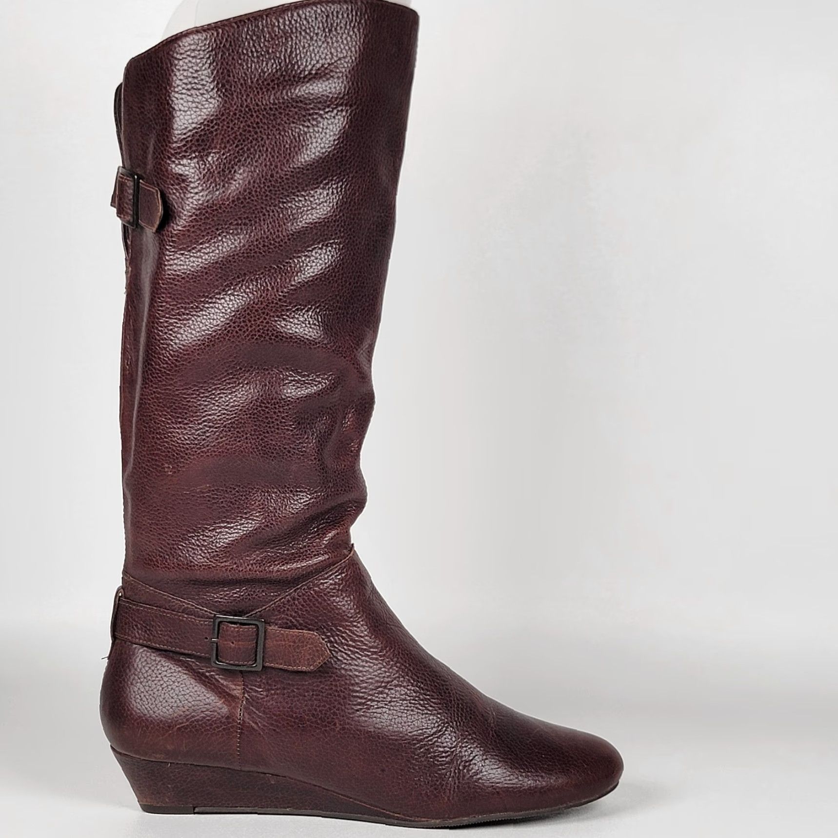 Vintage VINTAGE Cathy Jean Leather Riding Boots Knee High Boots Women US Size 9 Brown Round Toe Zip Wedge Heel 16" Shaft Made in Brazil Size 30" / US 8 / IT 44 - 3 Thumbnail