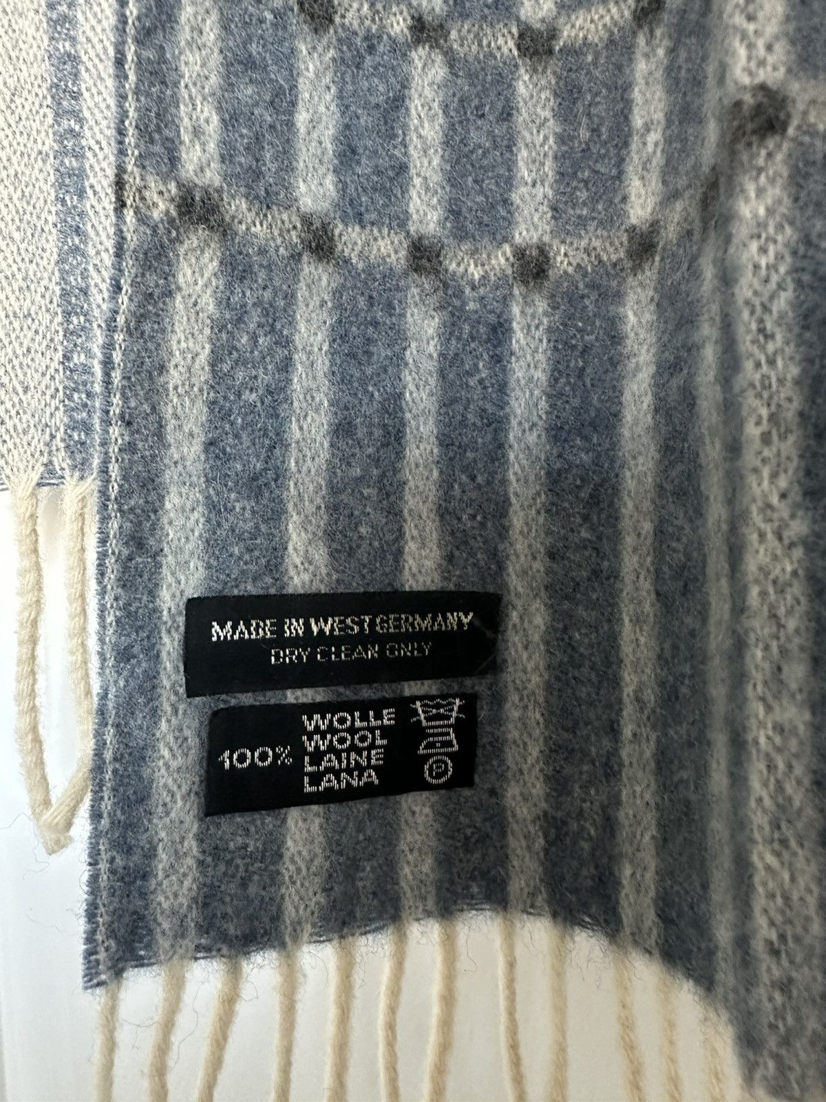 Other Vintage 100% Wool Scarf Made in West Germany Gray Stripe Size ONE SIZE - 3 Thumbnail
