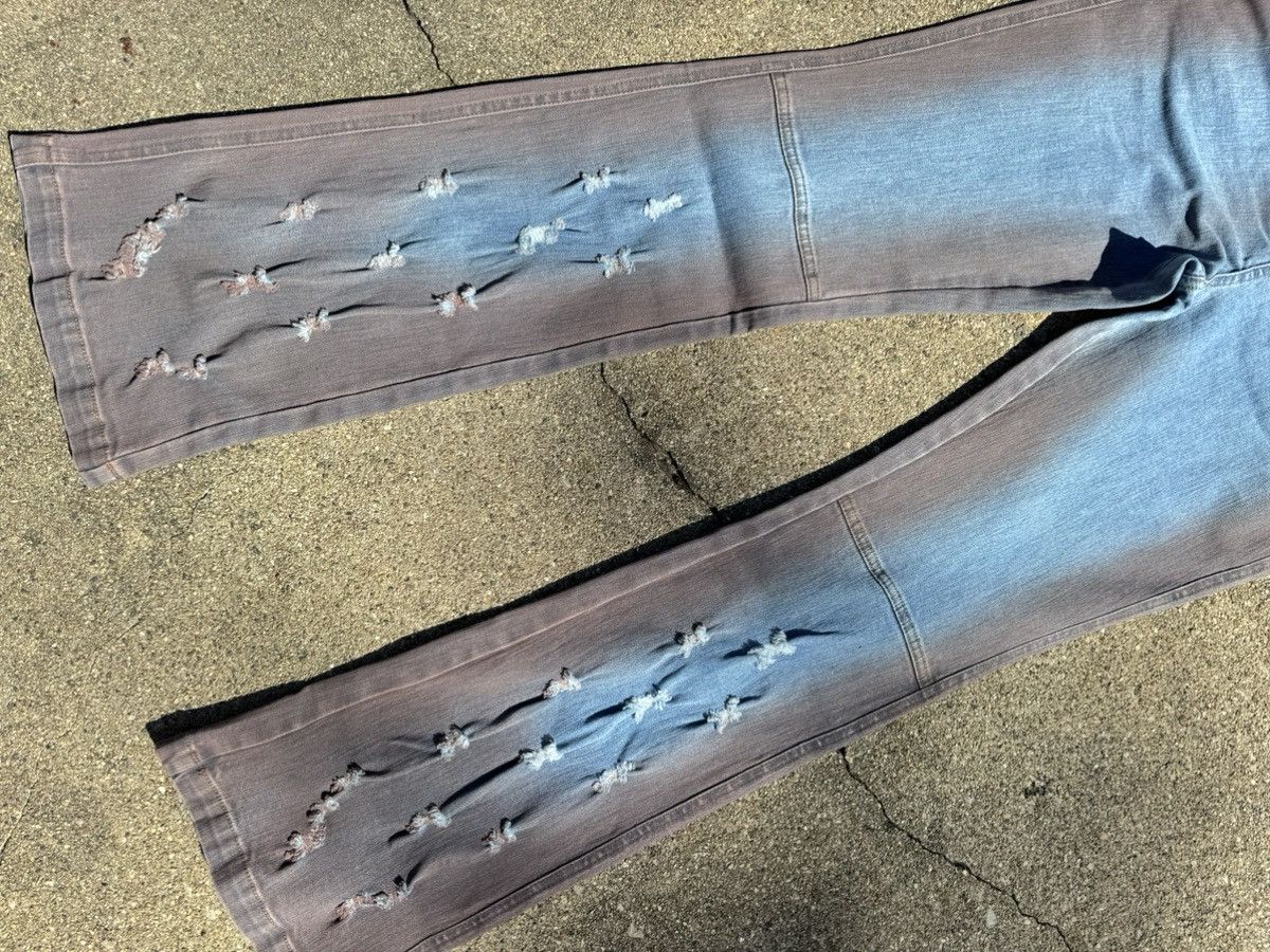 Hysteric Glamour Studded Grunge Flare Jeans Washed Size US 32 / EU 48 - 7 Thumbnail