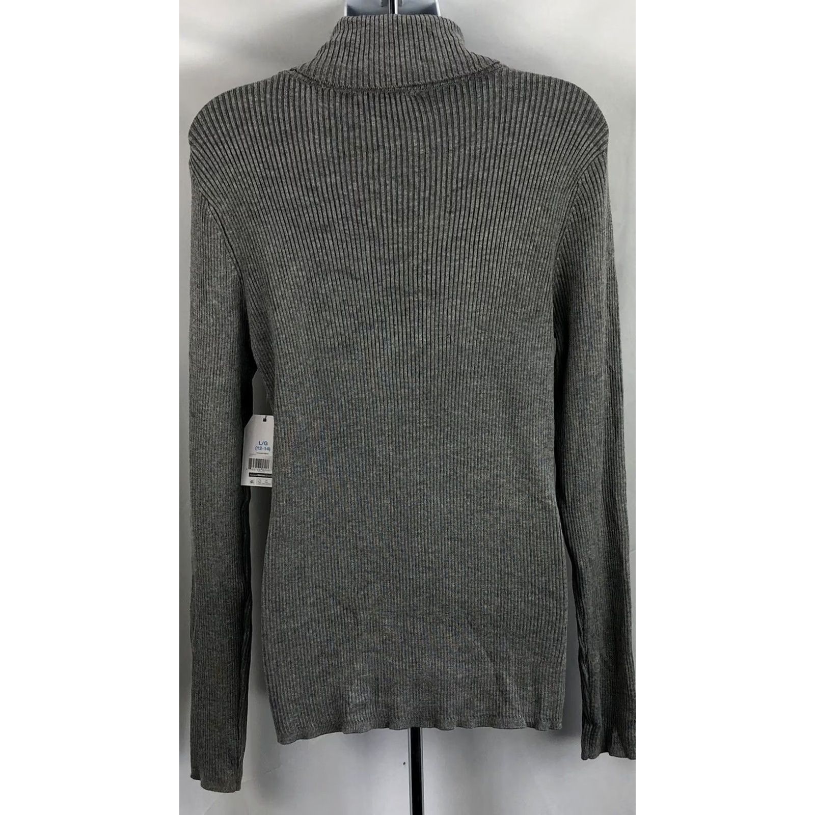 Vintage NWT Time & True Turtleneck Sweater L Gray Ribbed Rayon Knit LongSleeve Classic Shirt Size L / US 10 / IT 46 - 3 Thumbnail