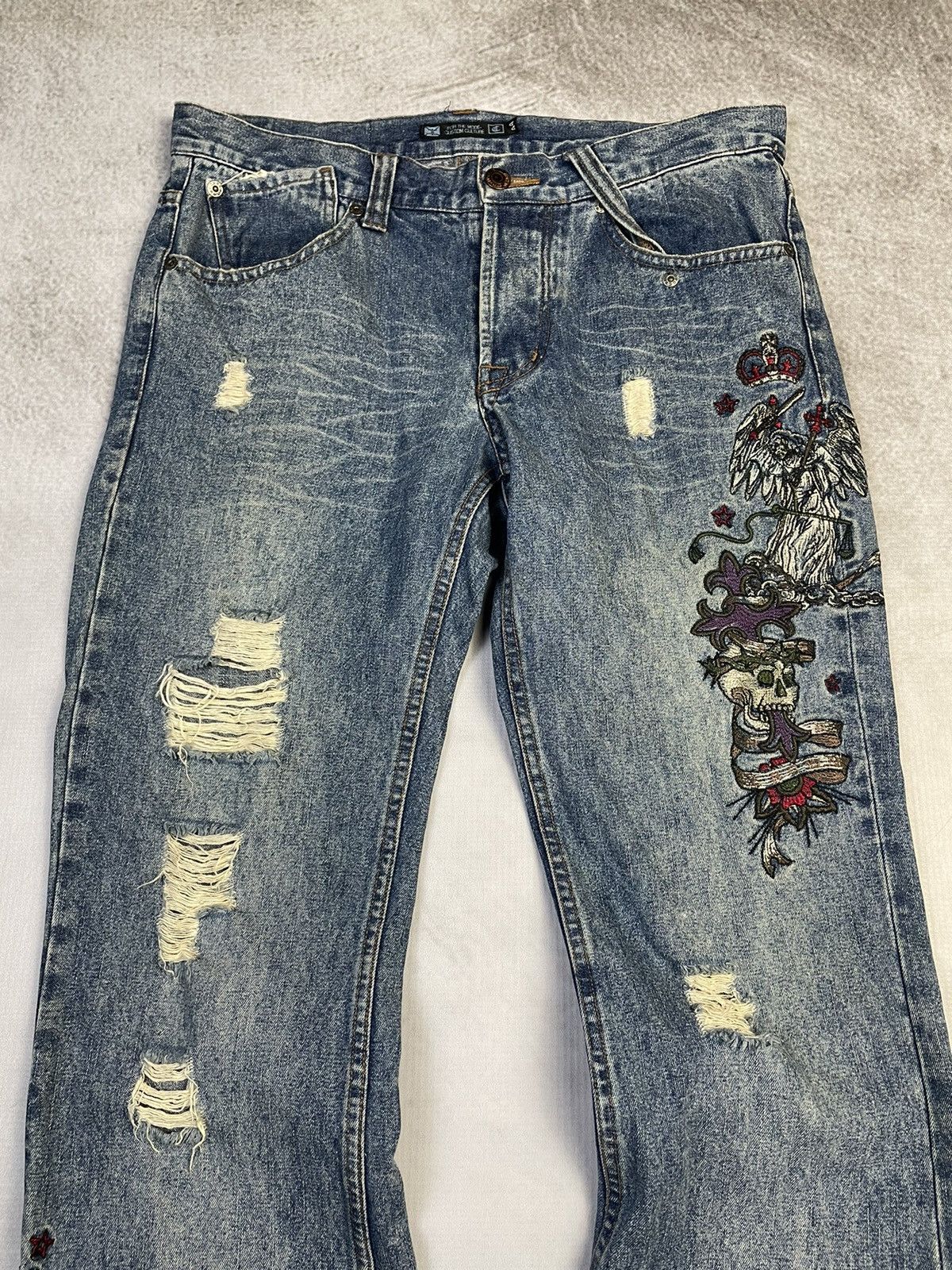 14th Addiction Custom Culture 🇯🇵 Flare 'Tattoo' Embroidered Jeans Size US 29 - 3 Thumbnail