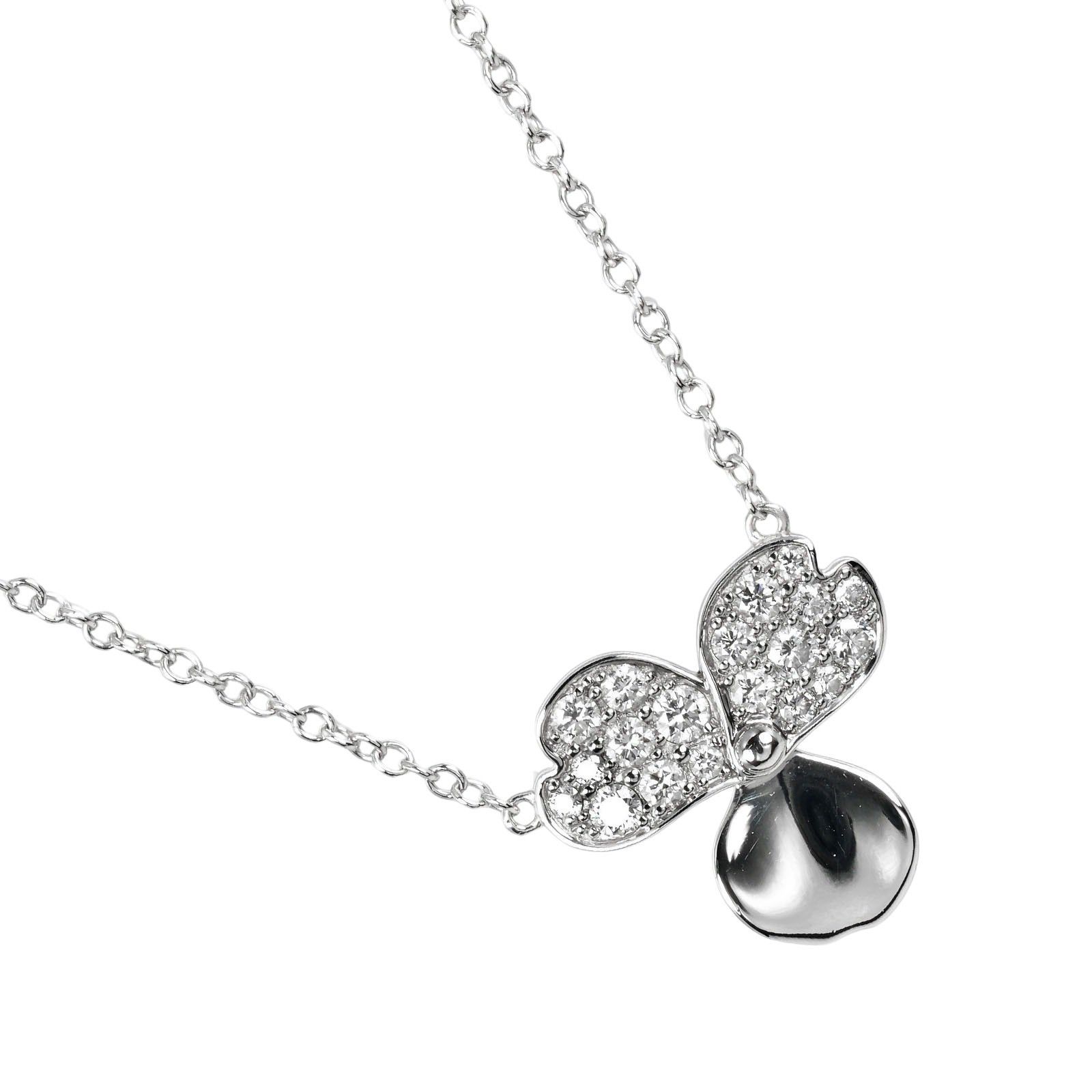 Tiffany & Co. Tiffany & Co. Open Paper Flower Pendant Necklace Platinum and Diamonds Size ONE SIZE - 1 Thumbnail