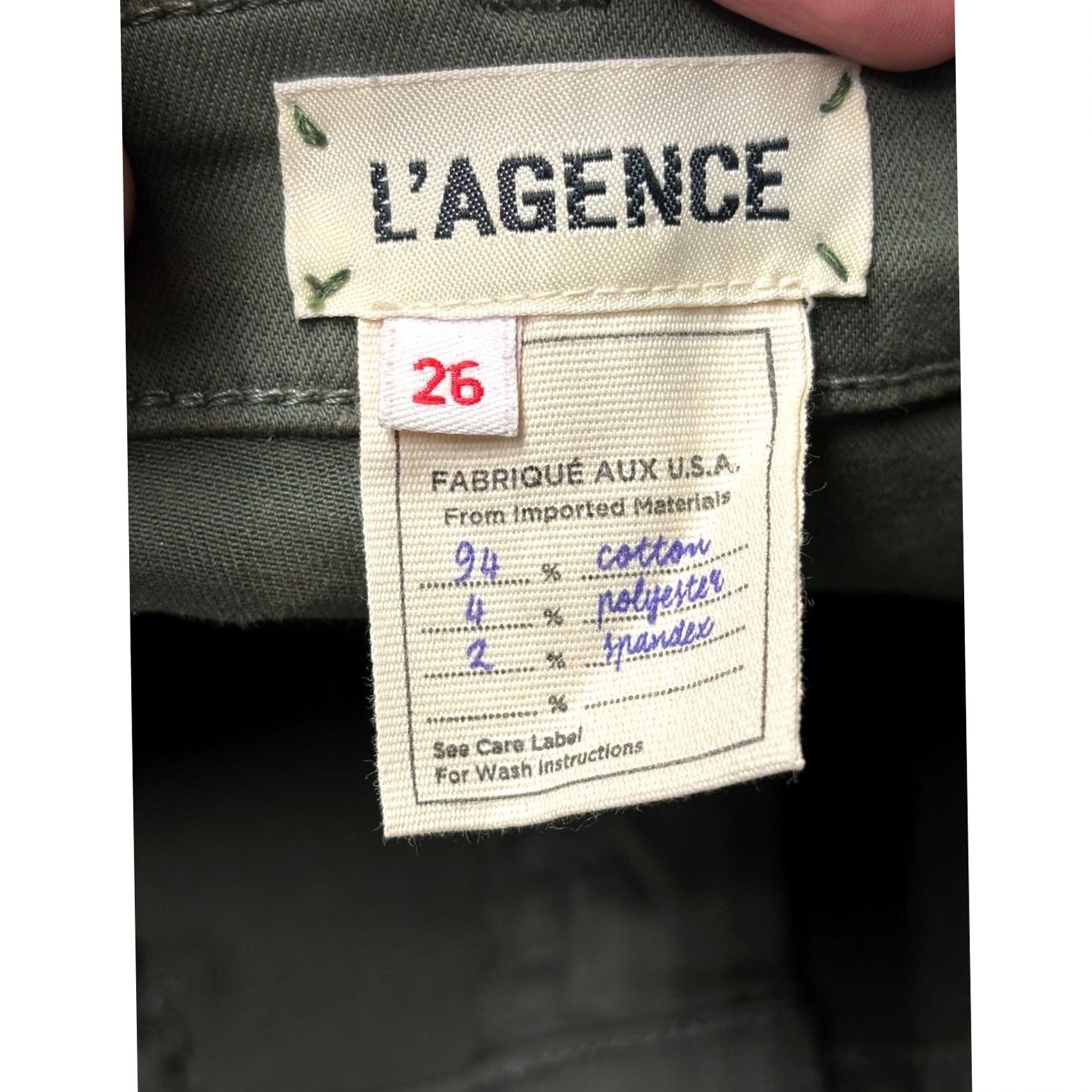 L'AGENCE VINTAGE L'AGENCE Margot High Rise Skinny Jeans Beetle Coated Olive Green Size 26X26 Size 26" / US 2 / IT 38 - 5 Thumbnail