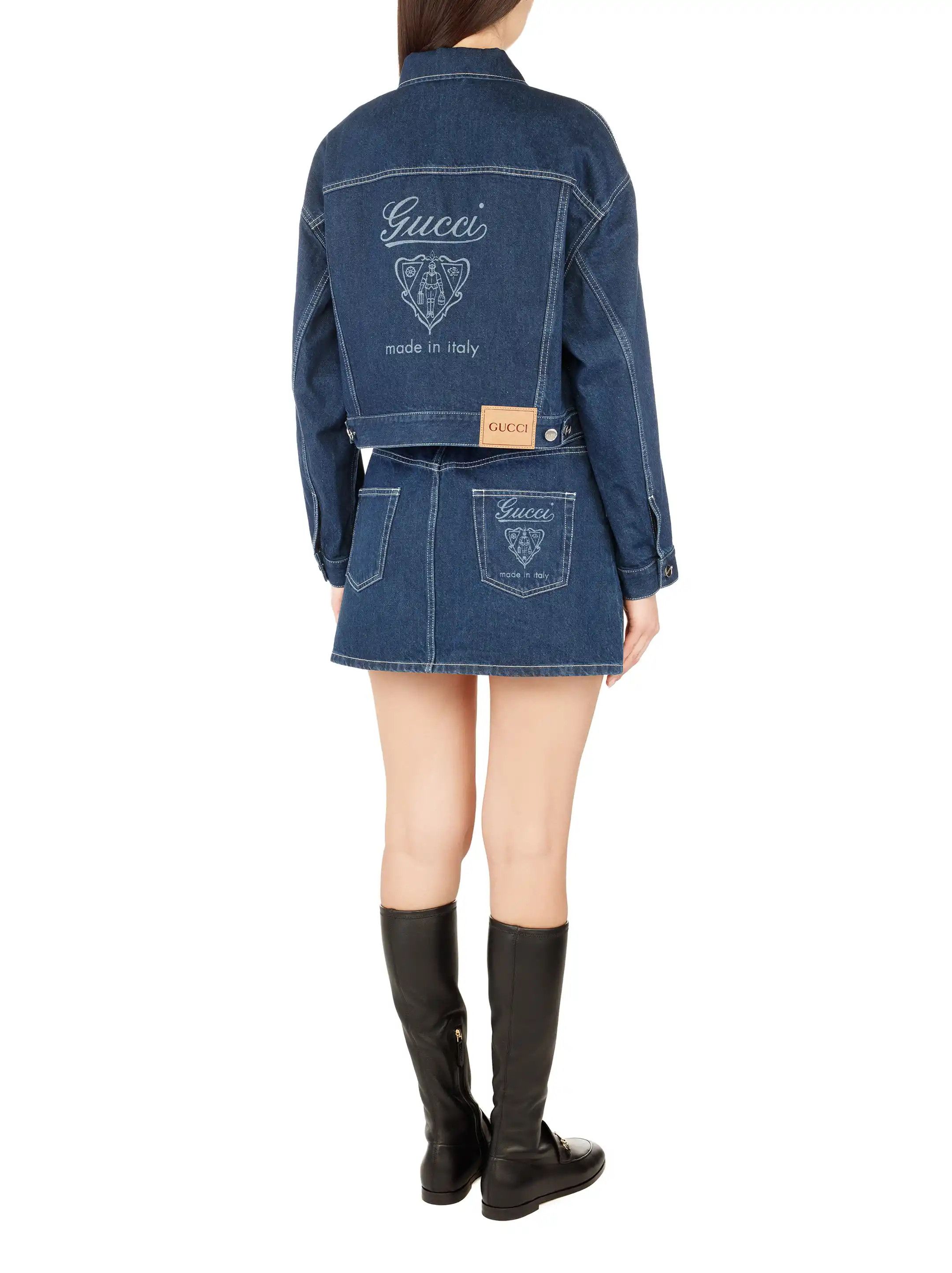 Gucci o1B3y1r0526 Relaxed Cropped Fit Denim Jacket in Blue Size XS / US 0-2 / IT 36-38 - 3 Thumbnail