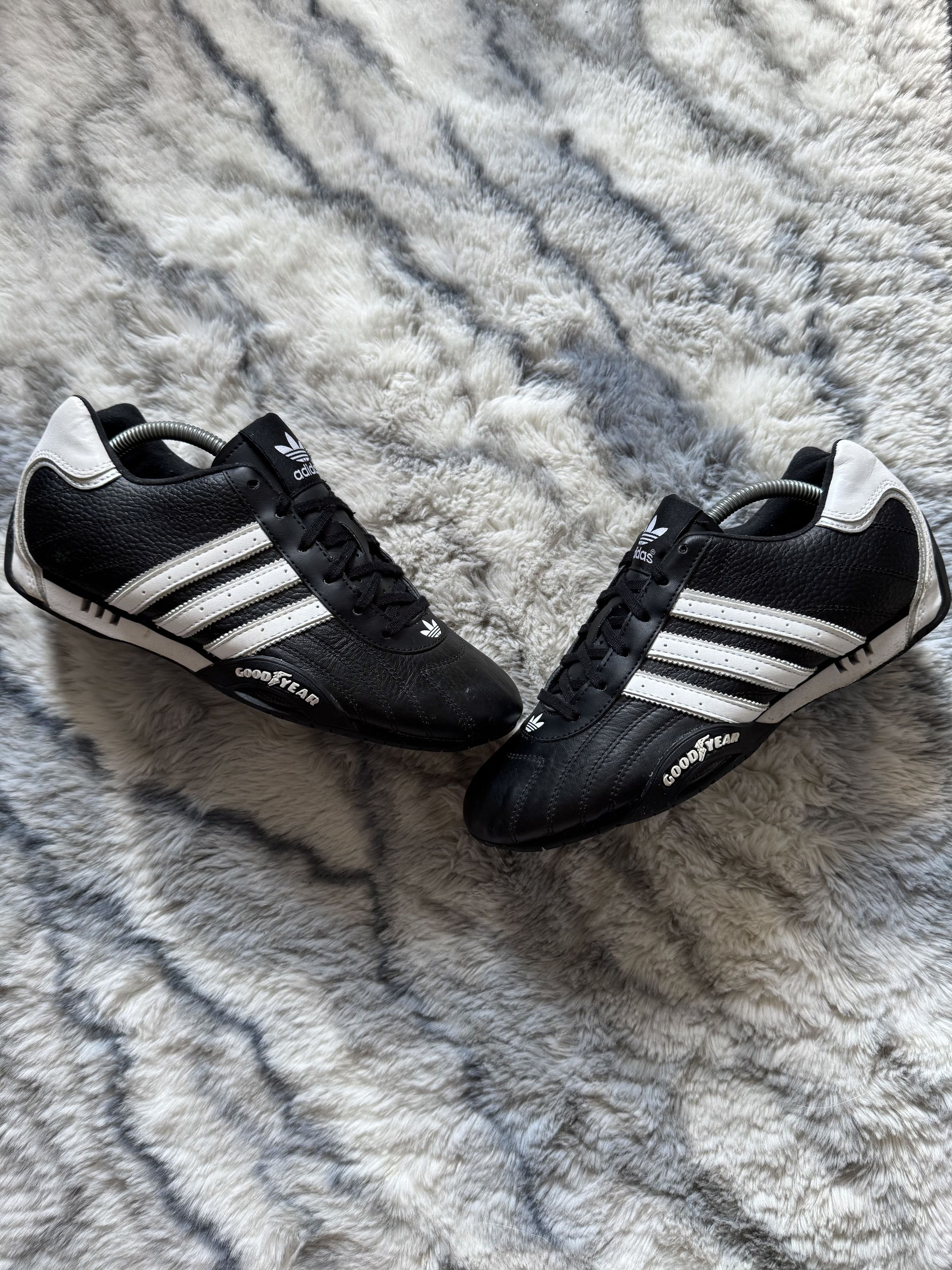 Vintage Adidas Goodyear Black Archive Racing Leather Shoes