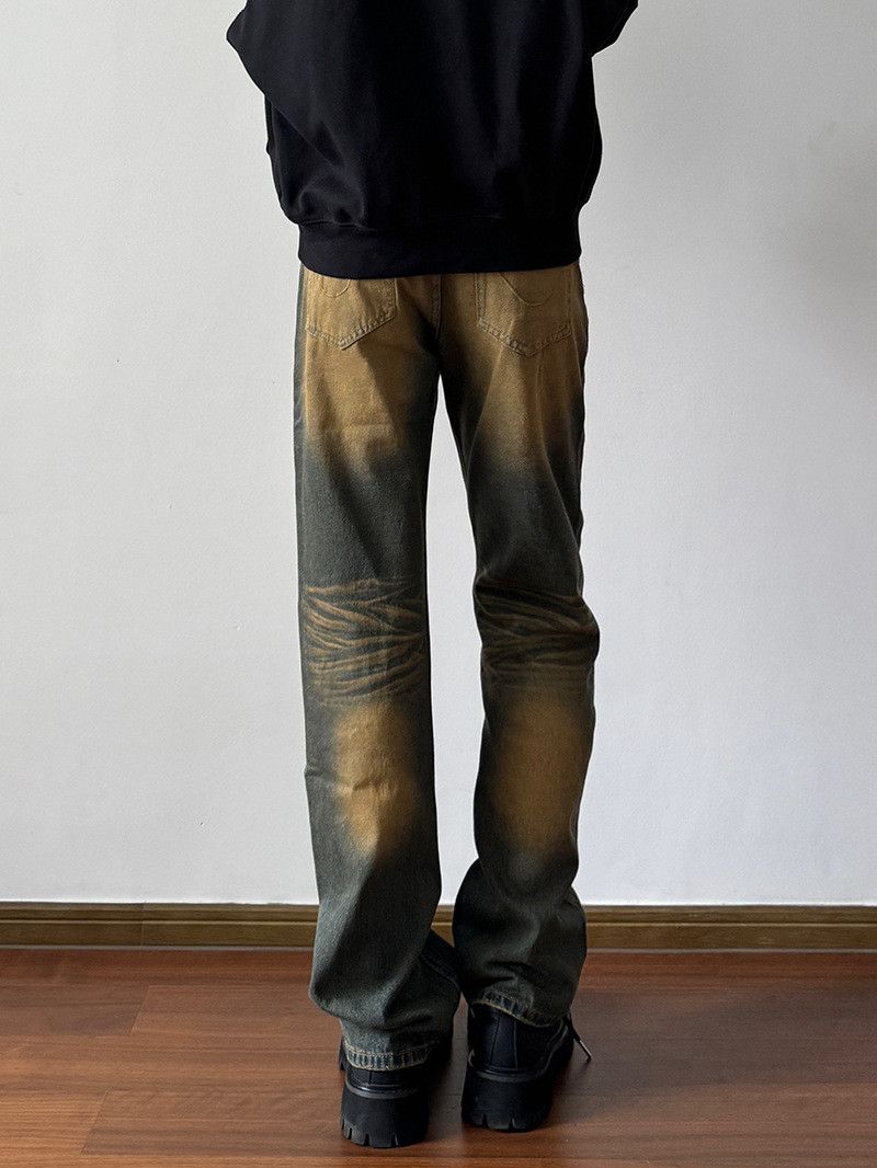 Vintage Retro men's washed distressed straight leg flared jeans Size US 32 / EU 48 - 6 Thumbnail