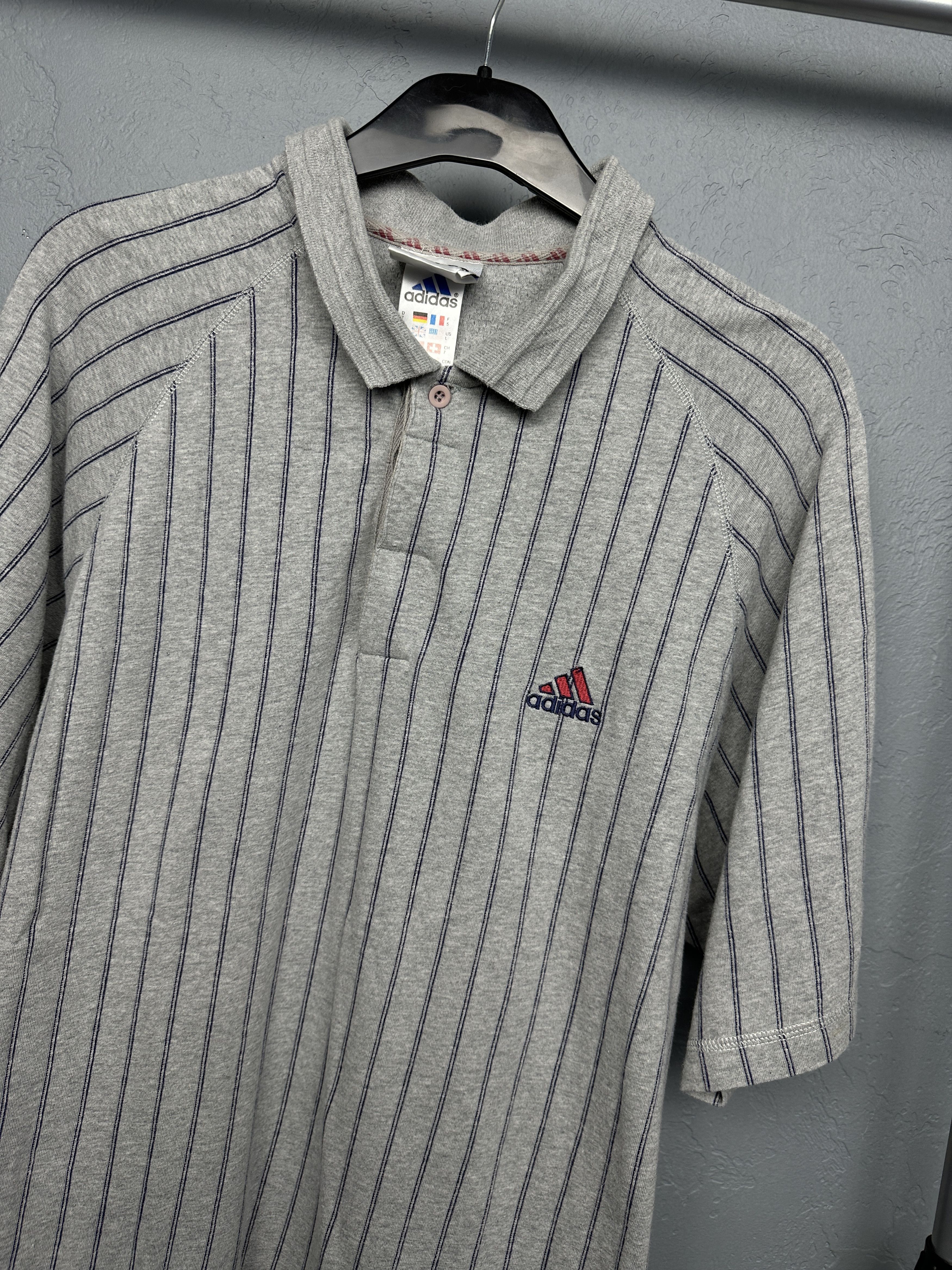 Adidas Adidas 90s Vintage Mens Striped Polo Shirt Size US L / EU 52-54 / 3 - 2 Thumbnail
