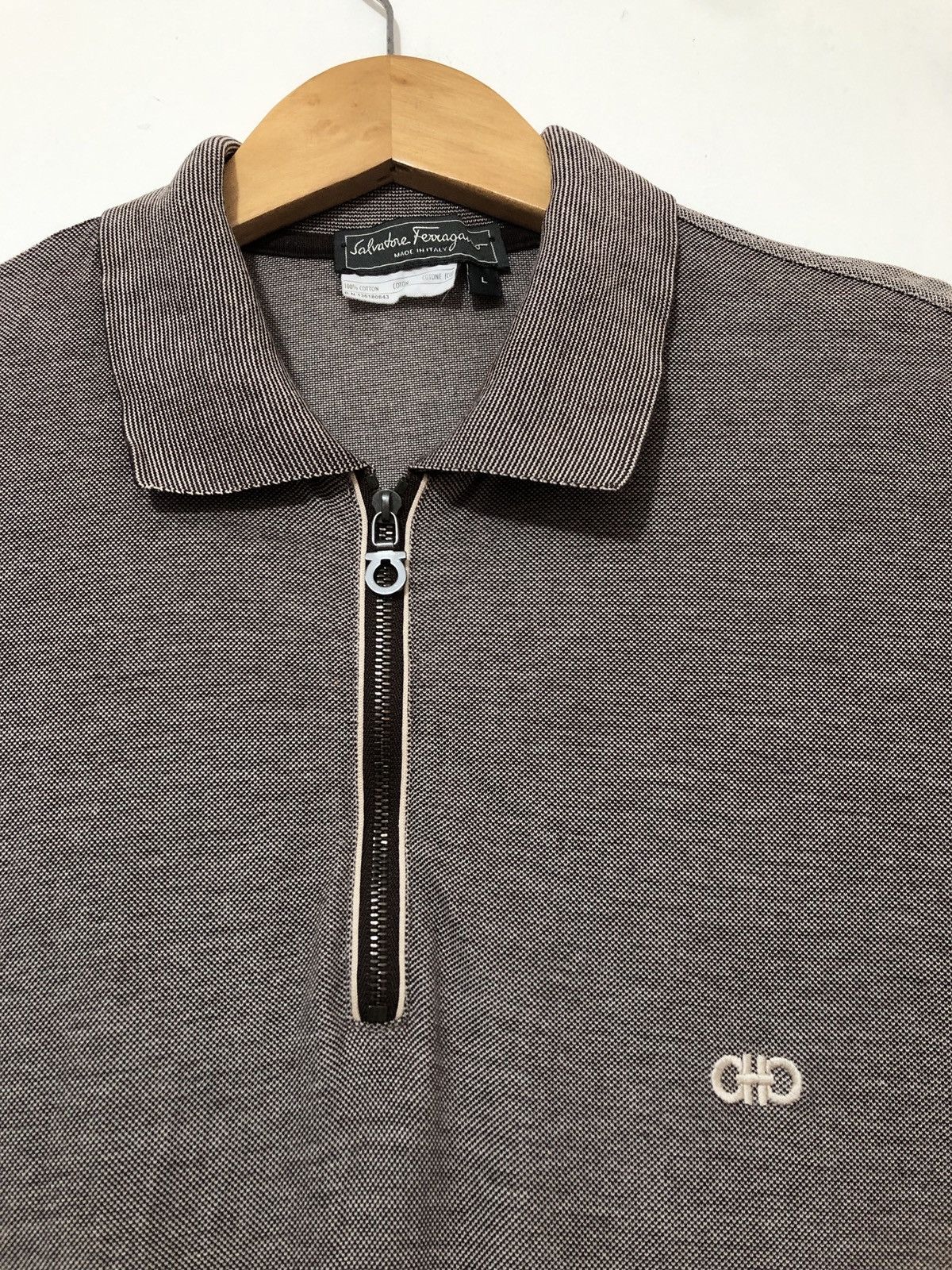 Salvatore Ferragamo Salvatore Ferragamo Half Zip T-Shirt Size US L / EU 52-54 / 3 - 2 Thumbnail