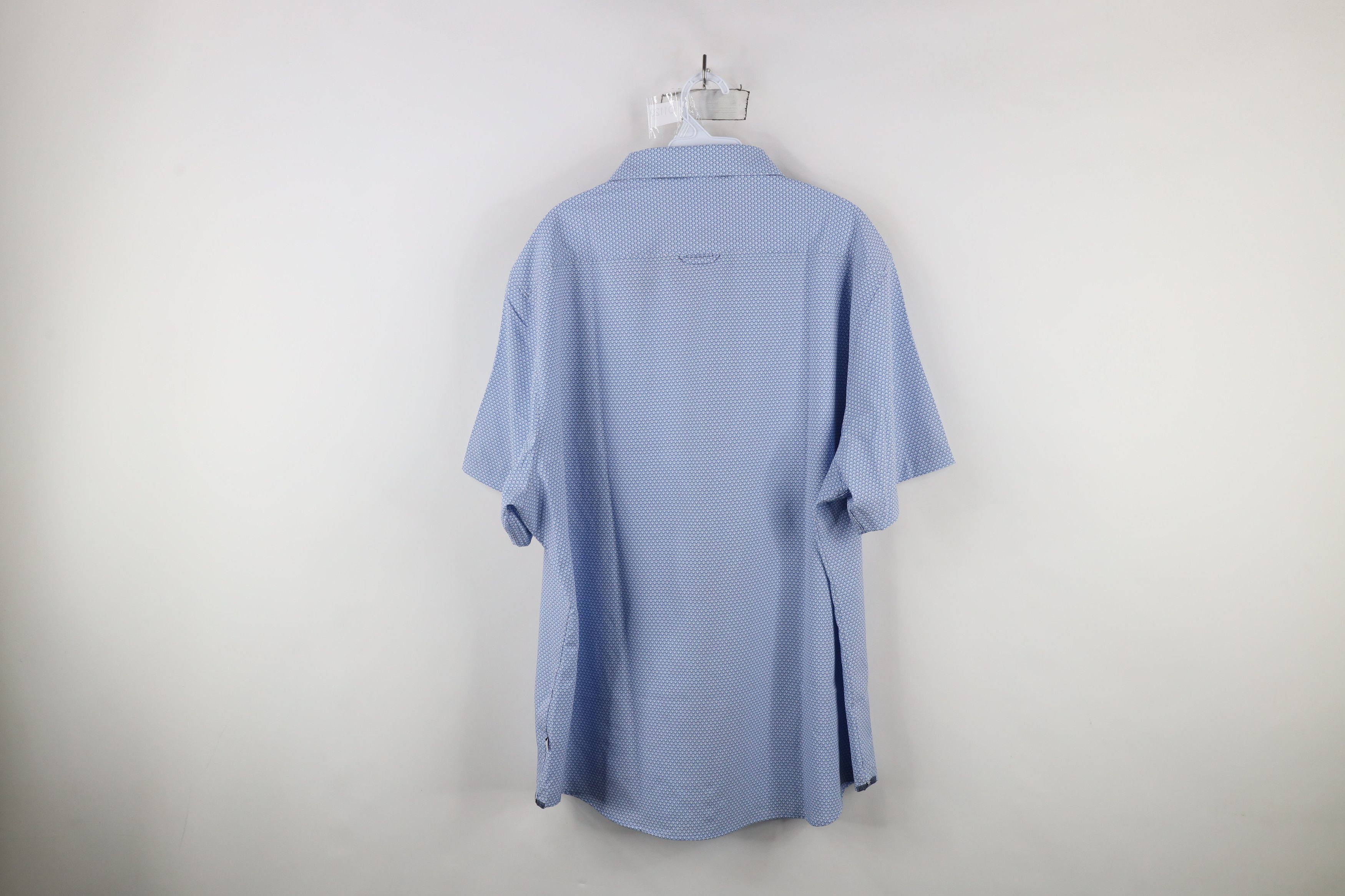Vintage New 7 Diamonds 4 Way Stretch Short Sleeve Button Shirt Blue Size US XXL / EU 58 / 5 - 10 Thumbnail
