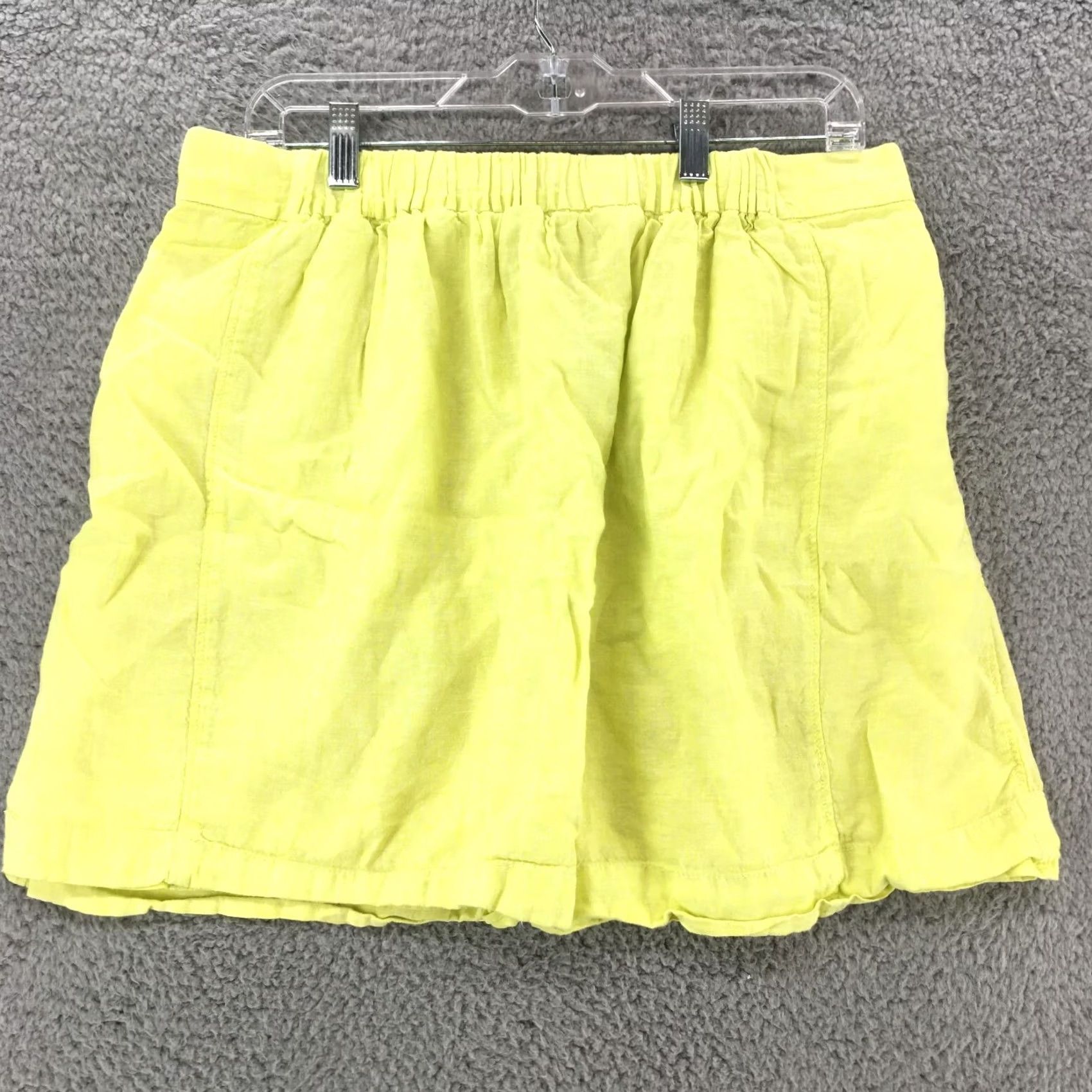 J.Crew J.CREW Mini Skort Womens 10 Neon Yellow Drawstring Elastic Waist Side Pockets Skort Casual Summer 90s? Size ONE SIZE - 6 Thumbnail