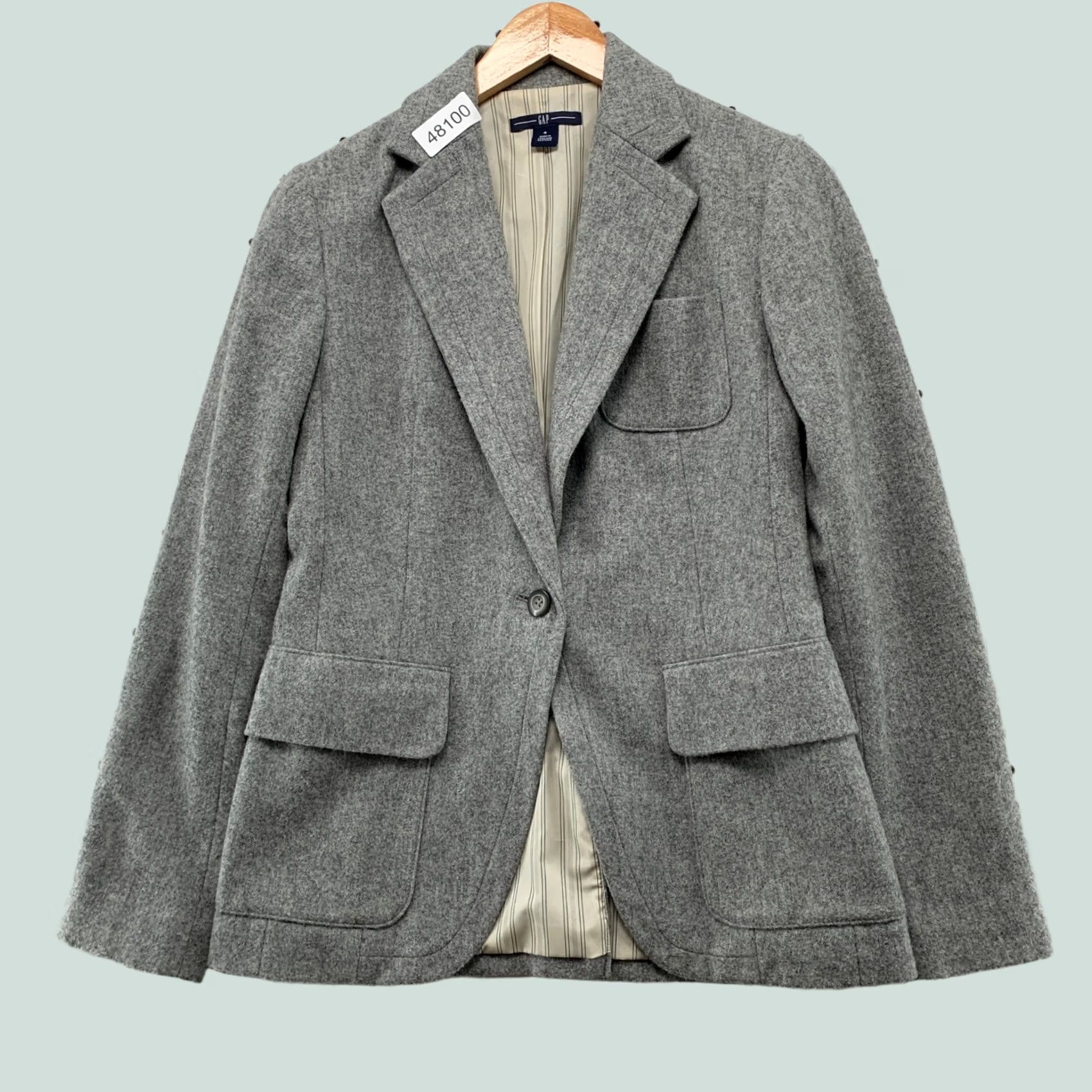 Gap Gap Blazer Jacket Gray Wool Blend One-Button Notch Lapel Size 4 Womens Work Casual Business Size S / US 4 / IT 40 - 1 Thumbnail