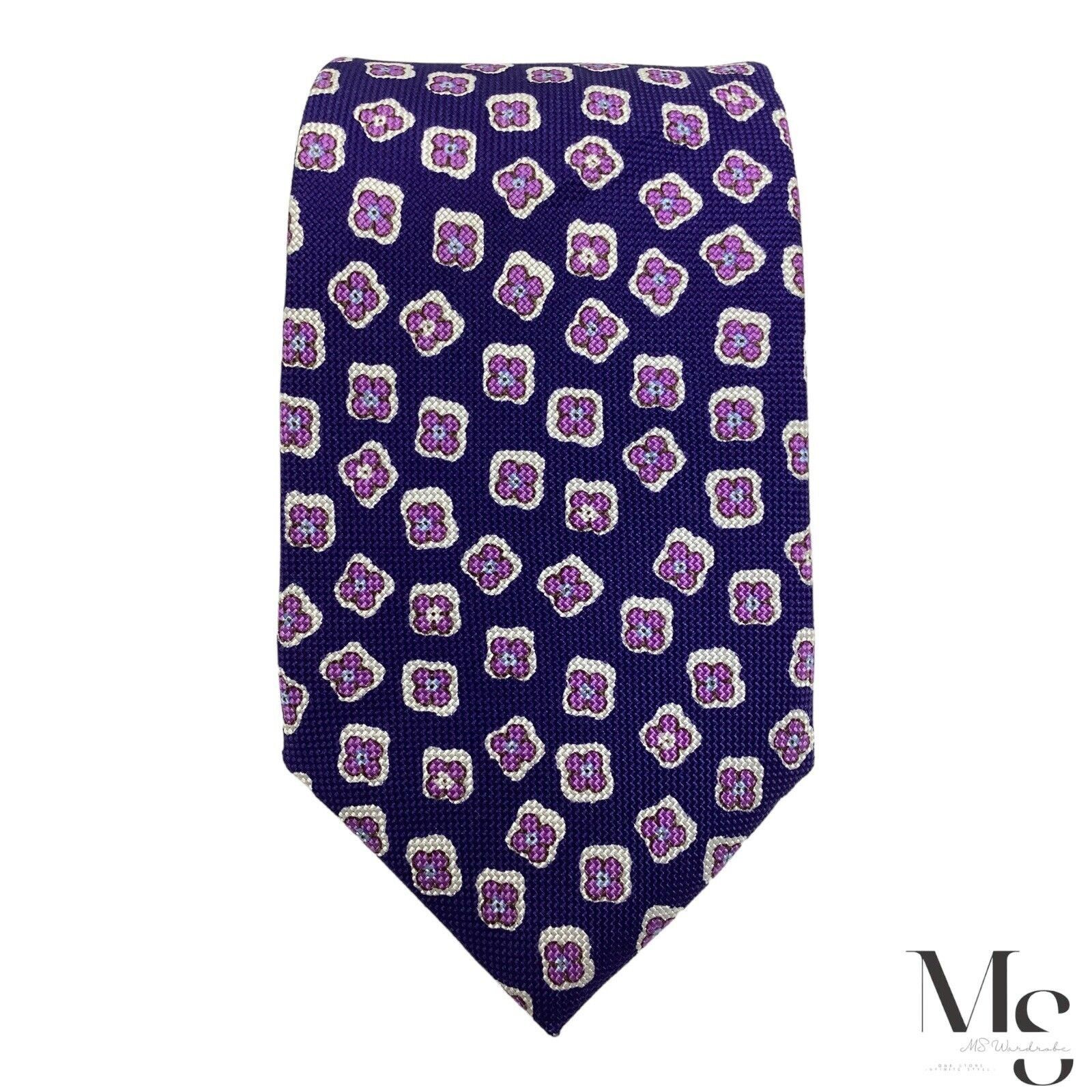 Brooks Brothers BROOKS BROTHERS XL Purple Floral Silk Tie Made In USA W: 3.2 Size ONE SIZE - 3 Thumbnail