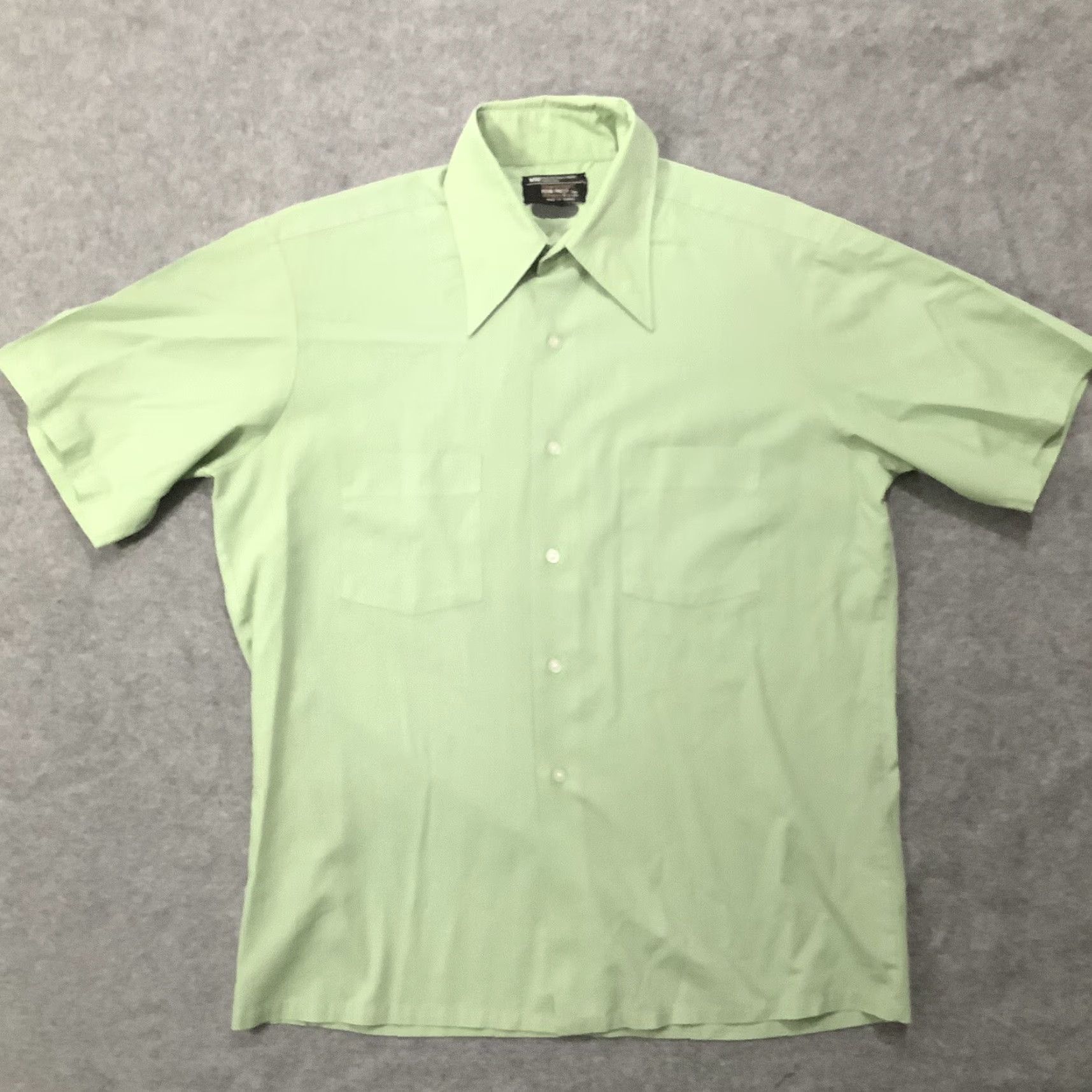 JCPenney Men's TownCraft Jcpenny Penn Prest M Vintage Green Short Sleeve Button Up Shirt Size US M / EU 48-50 / 2 - 2 Thumbnail