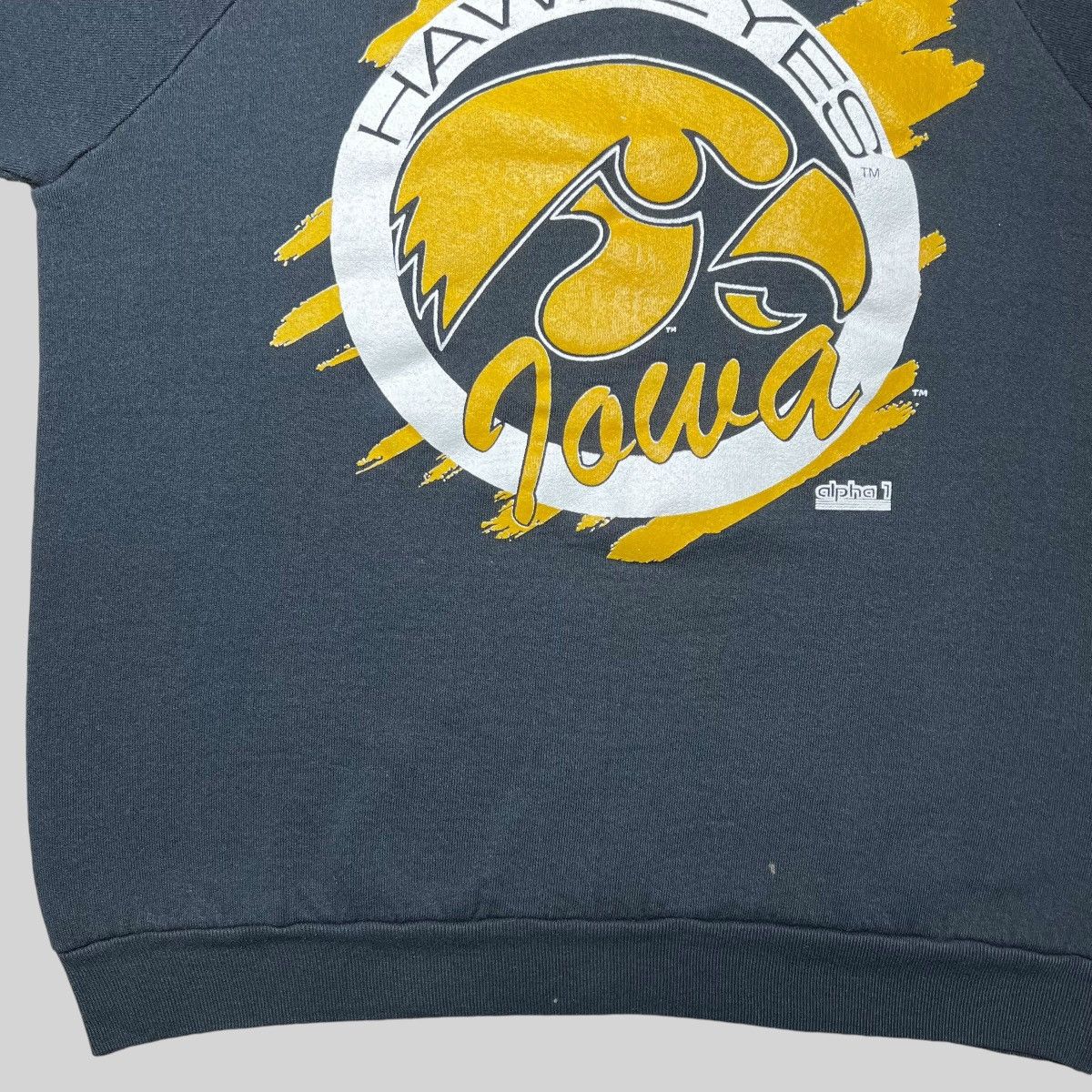 NCAA × Vintage Vtg 90s NCAA Iowa Hawkeyes 3D Spell Out Alpha 1 Sweatshirt Size US L / EU 52-54 / 3 - 5 Thumbnail