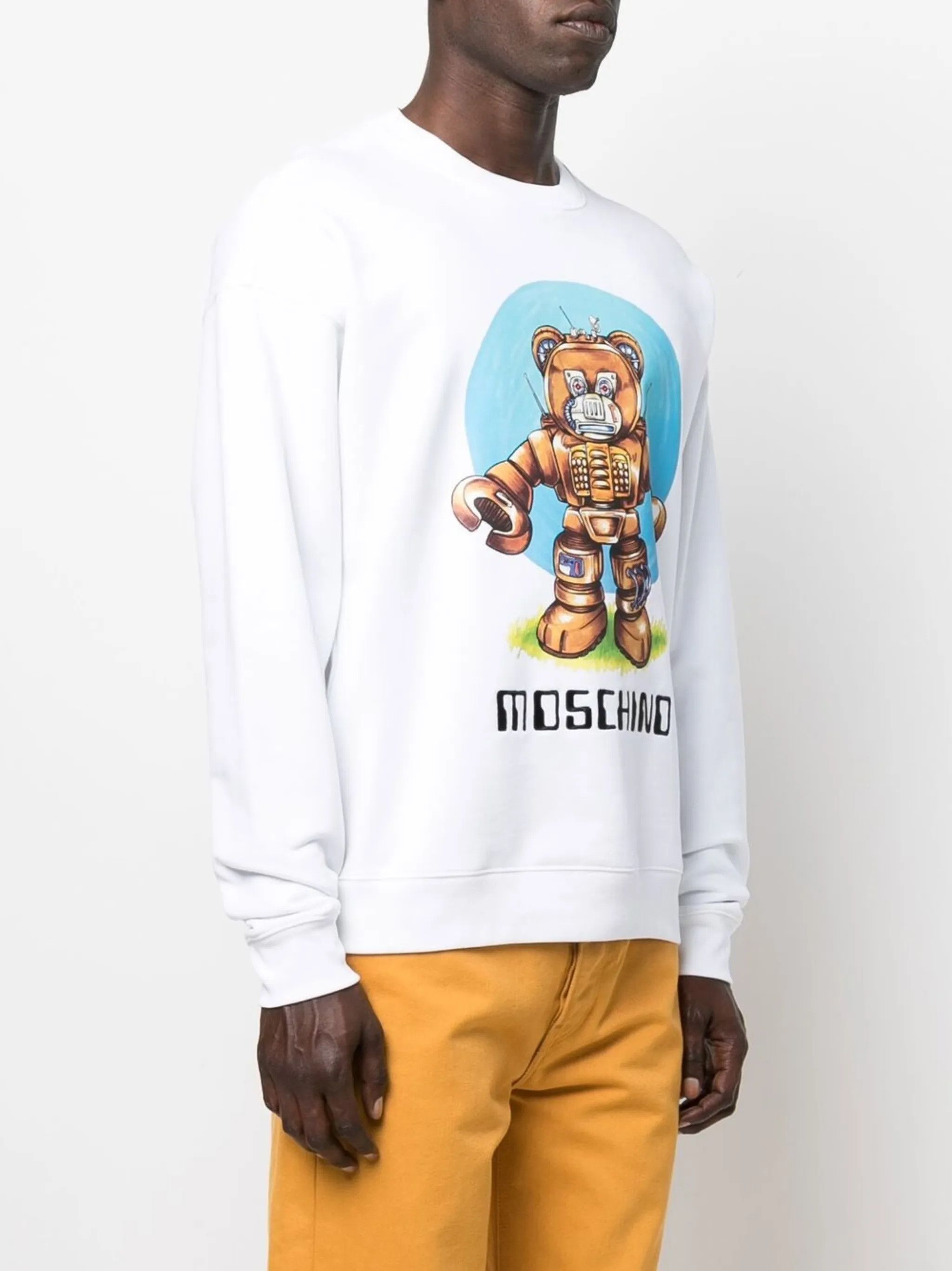 Moschino o1y0225 Logo Crewneck Sweatshirt in White Size US L / EU 52-54 / 3 - 3 Thumbnail