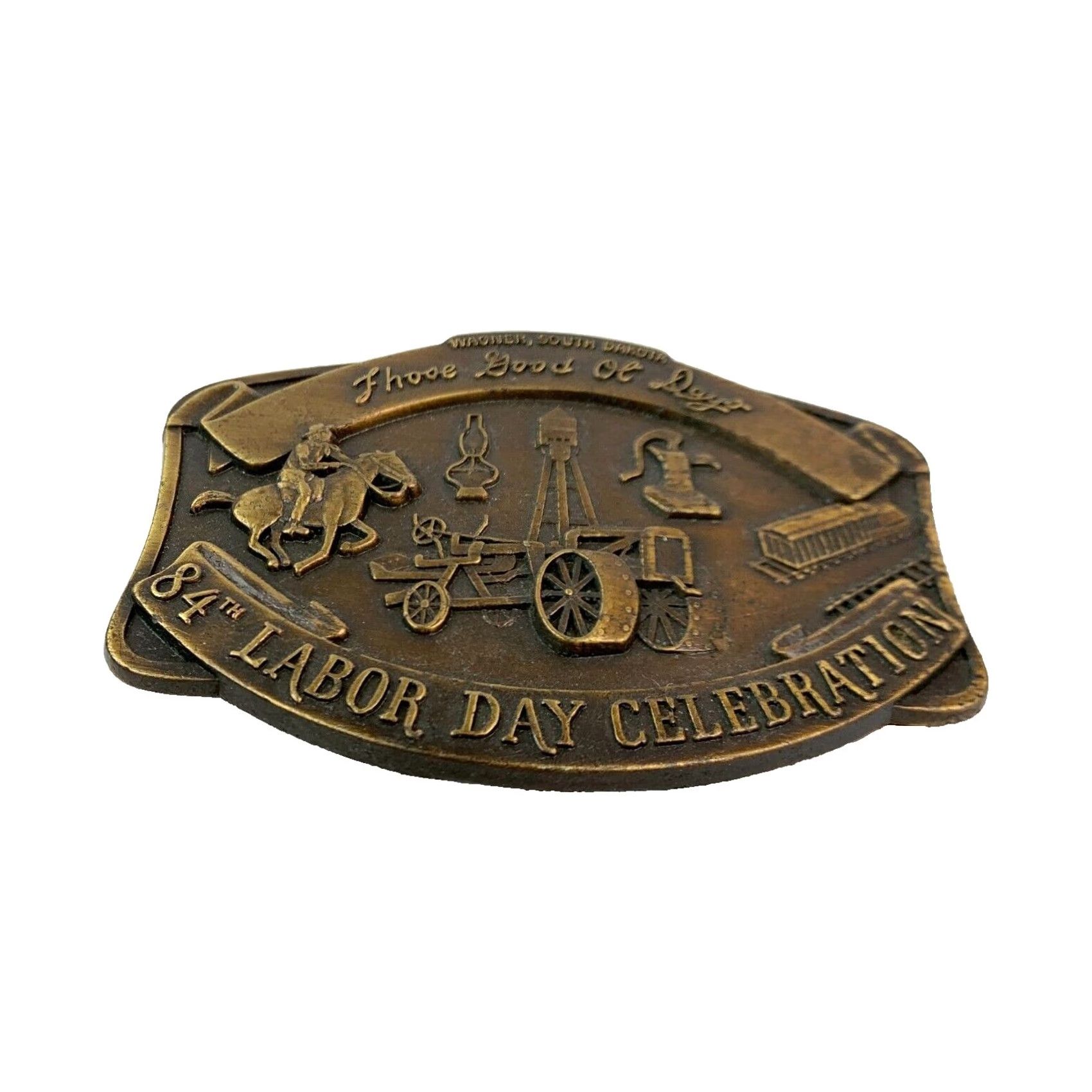 Vintage VINTAGE Wagner South Dakota 84th Labor Day Celebration Metal Belt Buckle #389 Men Belt Buckle Western Buckle Metal United States Fashion Search Navy? Size ONE SIZE - 2 Thumbnail