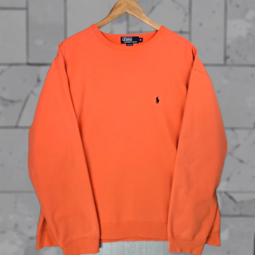 Polo Ralph Lauren VINTAGE Polo Ralph Lauren Shirt Mens XL Orange VTG Size Cotton Sweatshirt Crew Neck Terry Line Size US XL / EU 56 / 4 - 1 Thumbnail