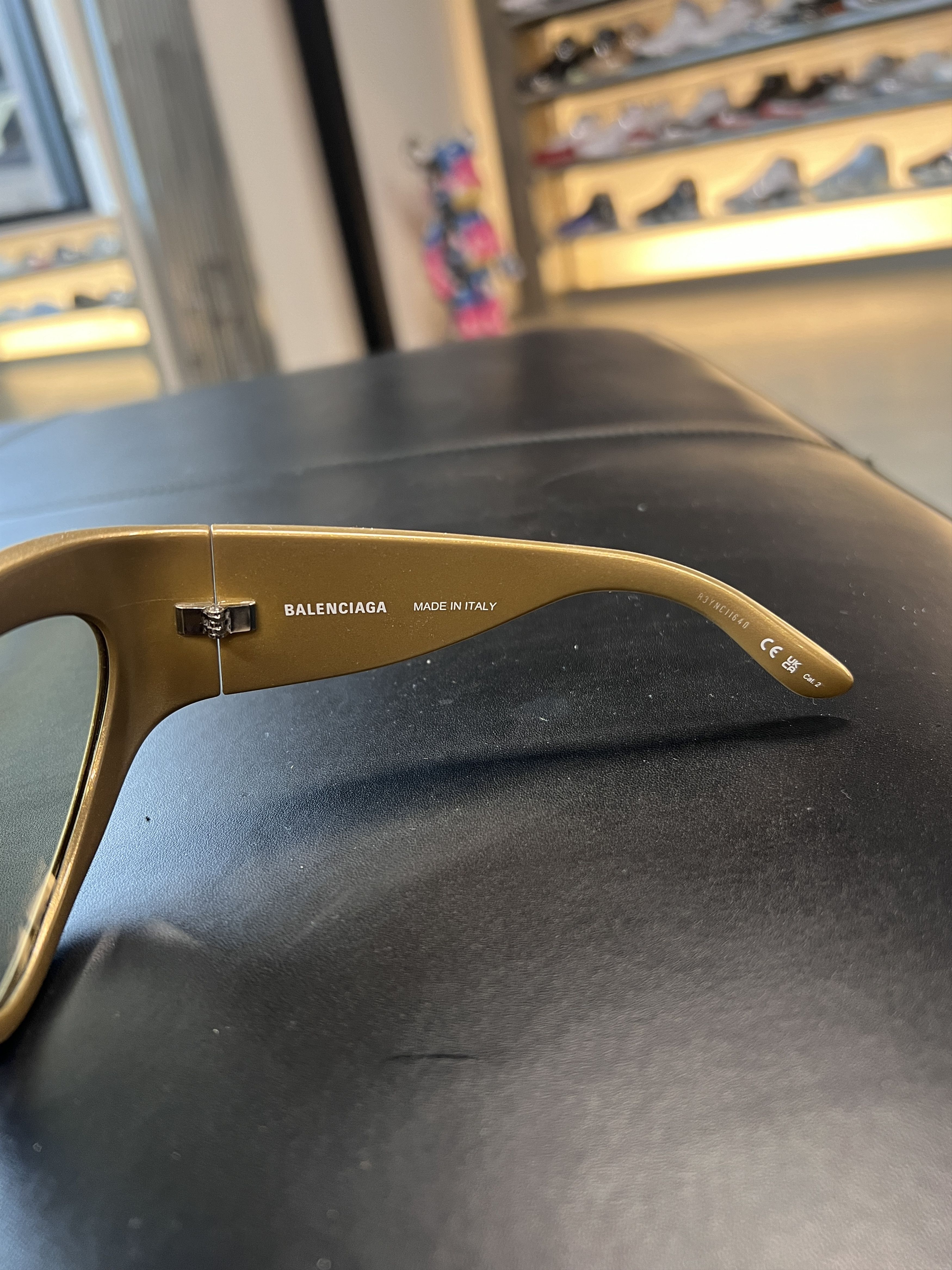 Balenciaga BALENCIAGA Wrap Sunglasses Shiny Solid Metallic Antique Gold Size ONE SIZE - 3 Thumbnail