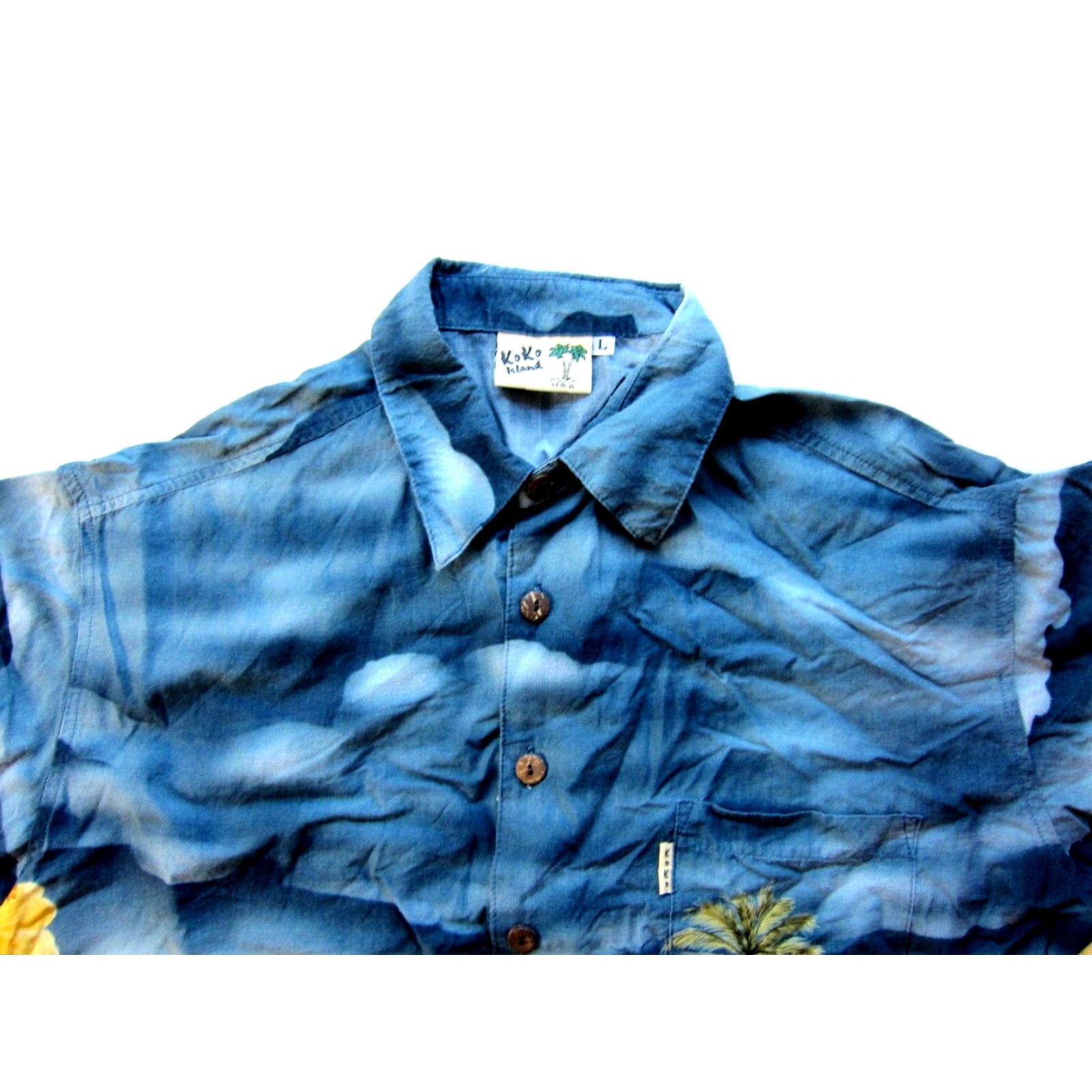 Vintage Vtg Koko Island Hawaiian Shirt L Mens Blue Floral Short Sleeve Button-Up Collared 55% cotton 45% rayon Size US L / EU 52-54 / 3 - 3 Thumbnail
