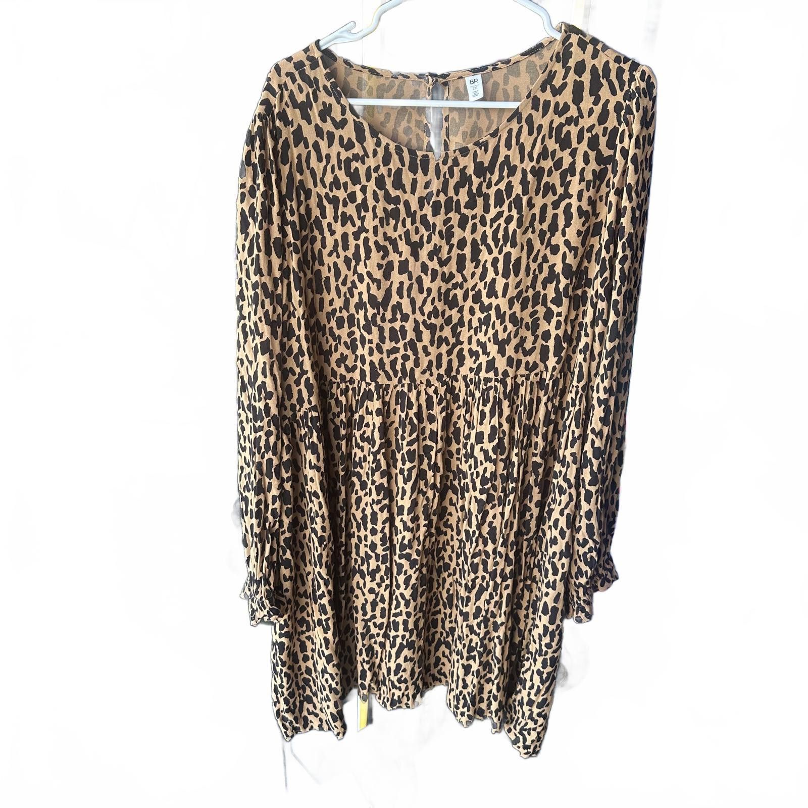 BP. BP. Leopard Print Dress - Size 2X Size XXL / US 16-18 / IT 52-54 - 1 Thumbnail