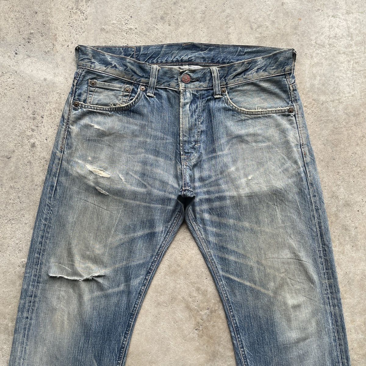 Japanese Brand W37 Vintage Edwin Faded Distressed Jeans Baggy Denim Pants Size US 37 - 4 Thumbnail