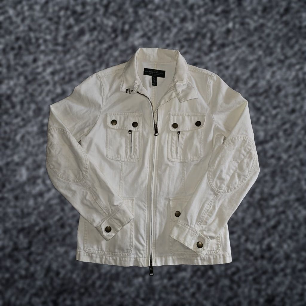 Ralph Lauren Lauren Ralph Lauren Denim Utility Jacket Full Zip Womens Sz P/Med Ivory Size M / US 6-8 / IT 42-44 - 1 Thumbnail