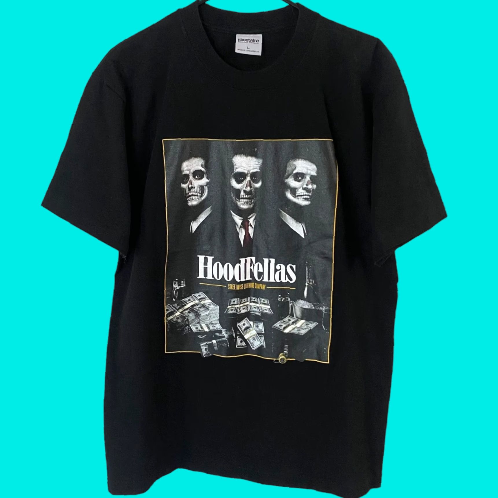 Vintage VINTAGE Streetwise Streetwise Goodfellas Graphic T-Shirt Black Men Large Short Sleeve Crew Neck Cotton Tee Mens 28.5" - Movie Theme Size US L / EU 52-54 / 3 - 1 Thumbnail
