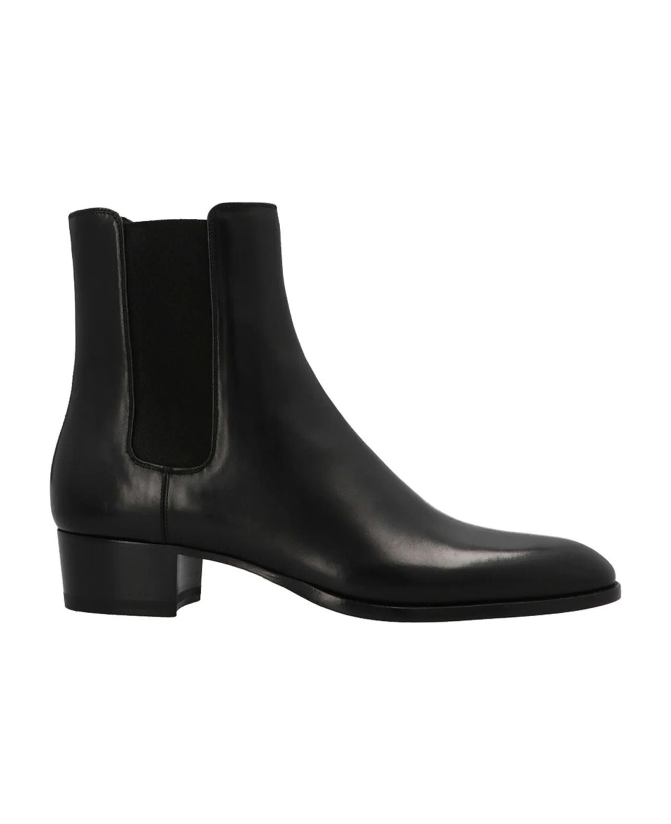 image of Saint Laurent Paris O1Mt1Gz0524 Chelsea Booties In Smooth Leather In Black, Men's (Size 12)
