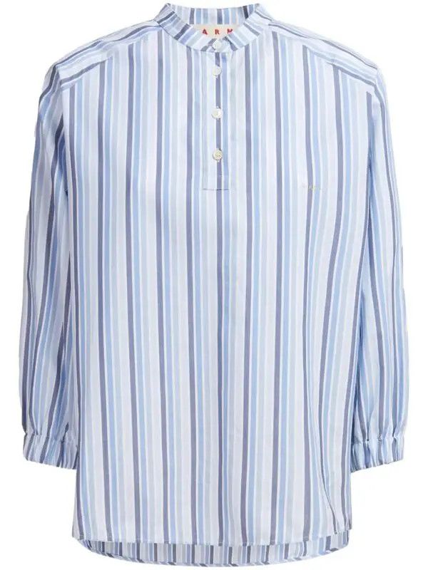 Marni o1w1db11125 Striped Cotton Shirt in Blue Size XL / US 12-14 / IT 48-50 - 1 Thumbnail
