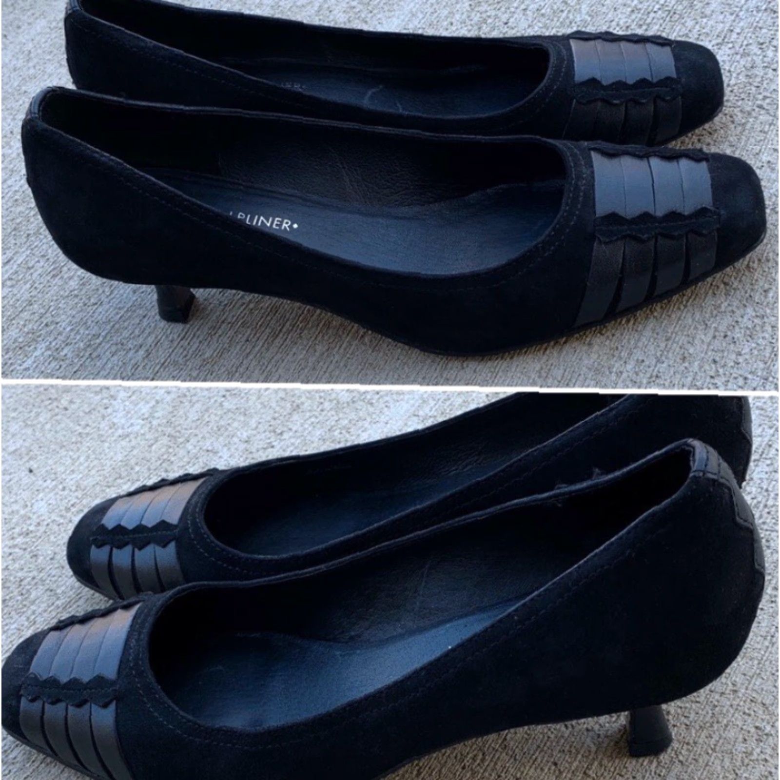 Donald Pliner VINTAGE Donald J Pliner pumps heels black suede & leather size 8 M Size US 8 / IT 38 - 6 Thumbnail